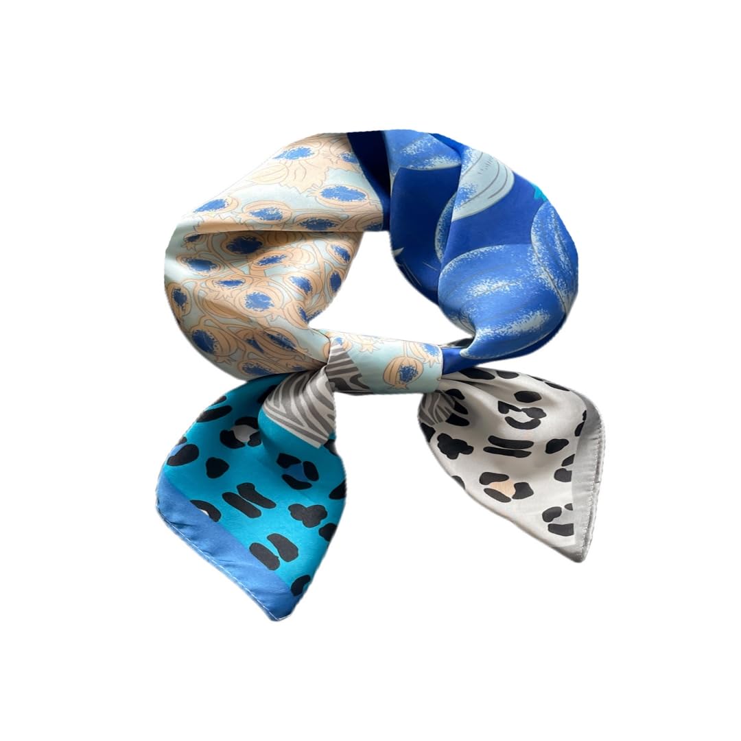 Print Fantasy Silk Satin Square Scarves for Women & Men - Fashion Head Scarf, Hair Bandana, Sleeping Head Wrap (7070025) - Perfect for Daily Wear, Travel Accessories, and Home Relaxation