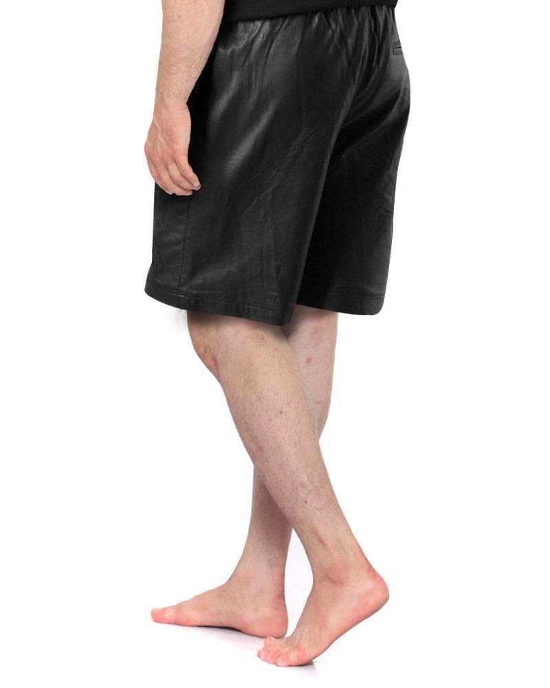 **Koza Leathers Men's Genuine Lambskin Leather Gym Boxer Shorts MS009 - Comfortable Workout & Lounge Pants for Fitness & Casual Wear**