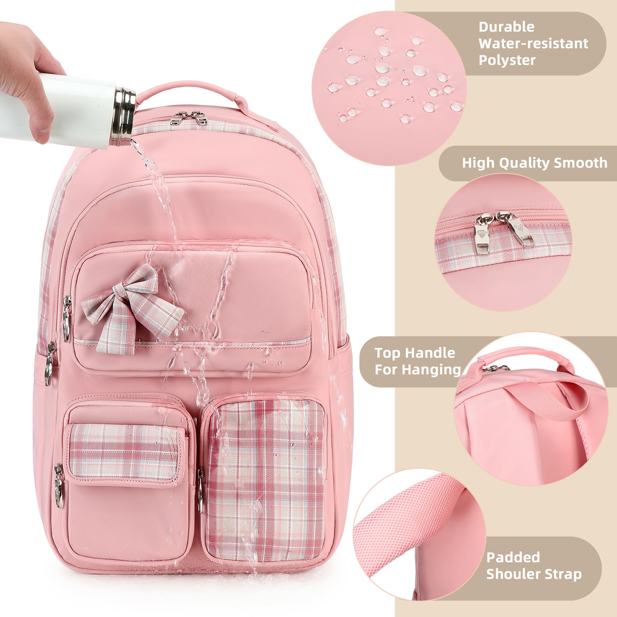**Stylish Pink Backpack for Girls & Women - 15.6 Inch Laptop School Bag, Large Bookbag for Teen Students, College, Kindergarten & Elementary - Perfect for Travel, Casual Use & Daily Commute**