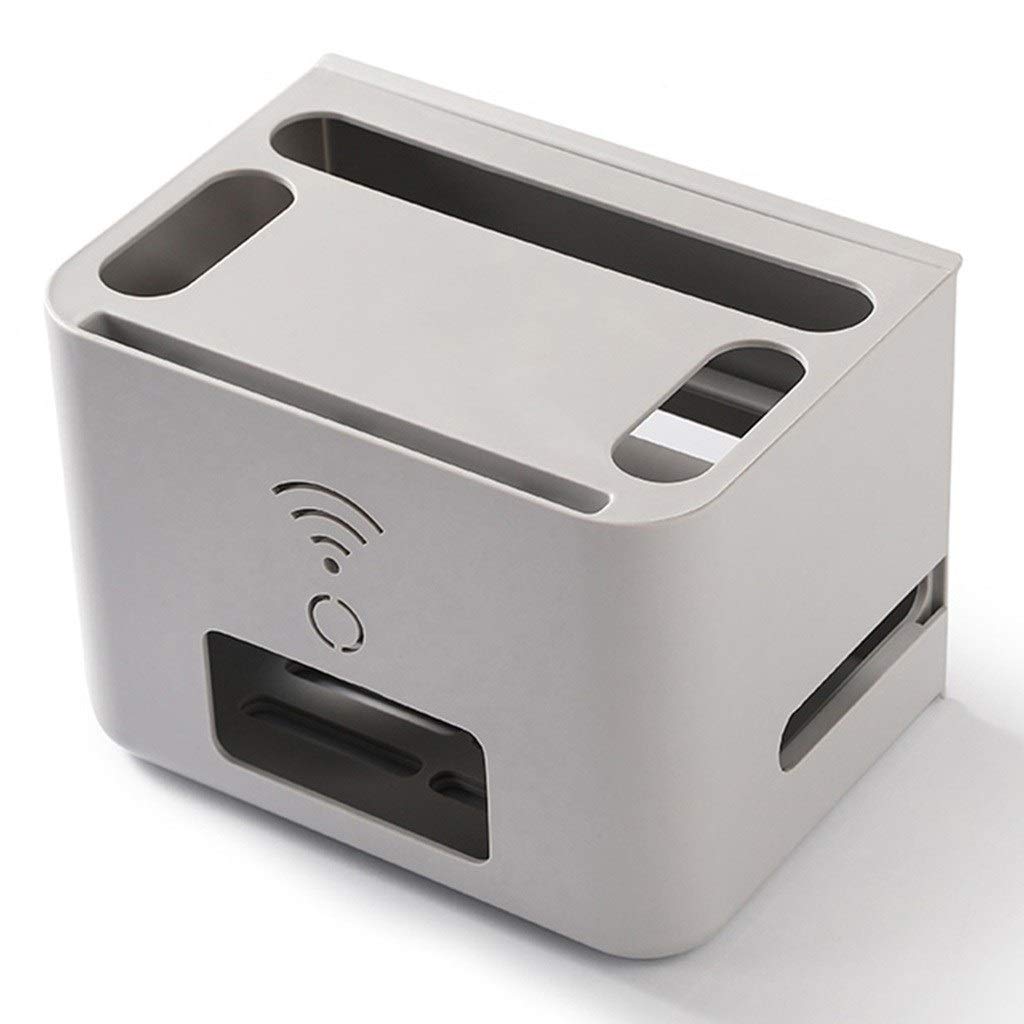 TYJUSA Router Storage Box - Cable Management Organizer for WiFi Modem, TV, Power Strips (20.9 x 21 x 29.2cm, Gray) - Perfect for Home Office, Living Room & Entertainment Center Wire Organization