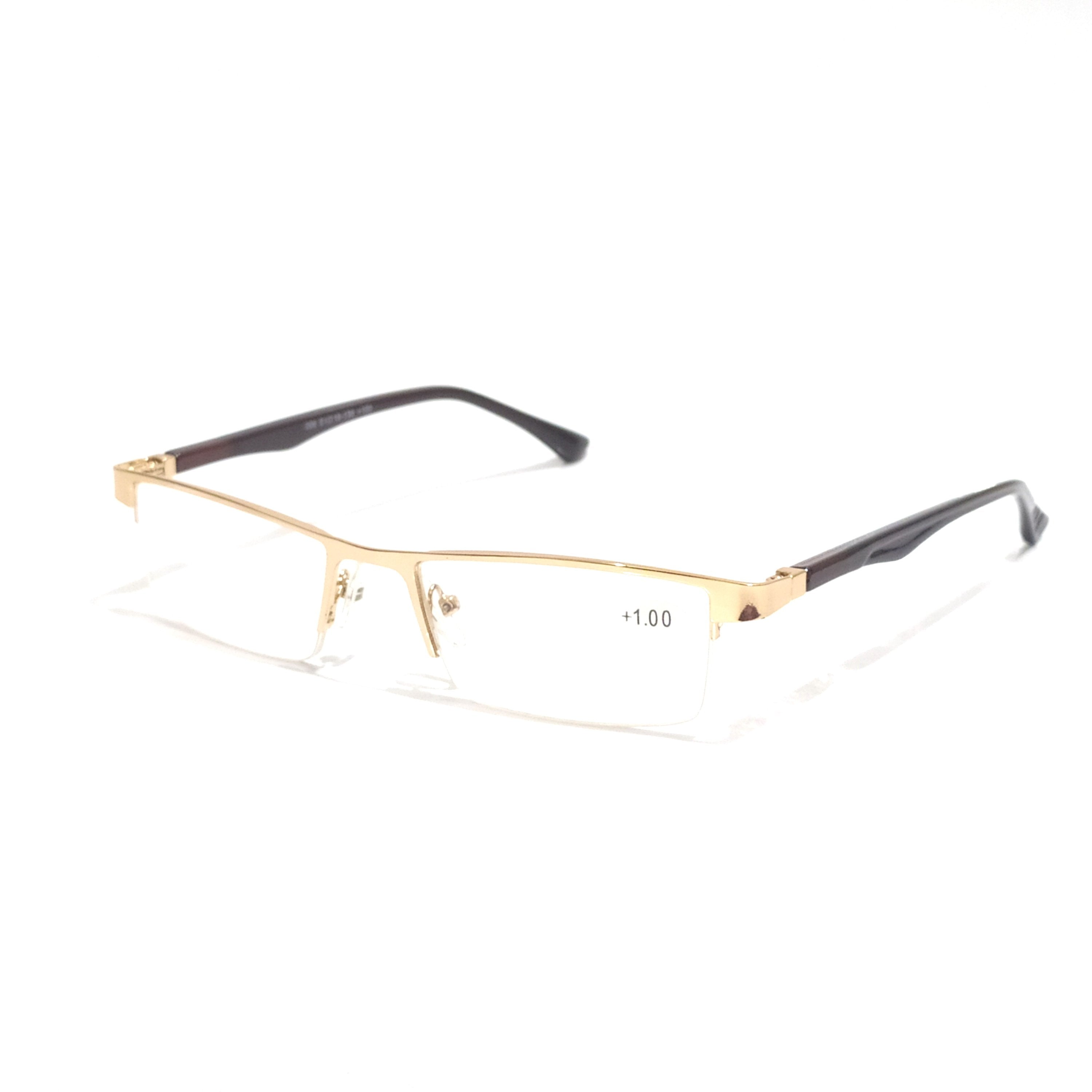 Stylish Rectangle Metal Half Frame Supra Reading Glasses for Men & Women - Perfect for Reading, Computer Work & Fashion Accessories
