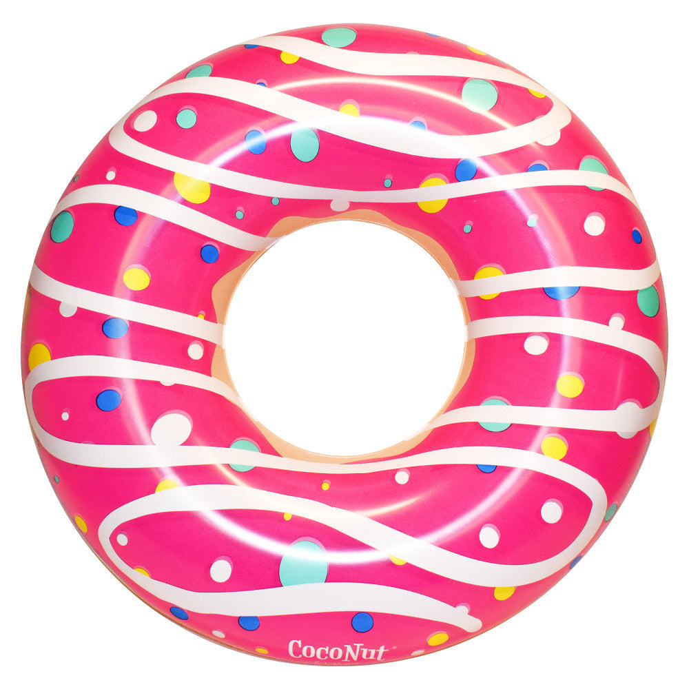 **Pink Glazed Donut Inflatable Pool Float with Sprinkles - 48