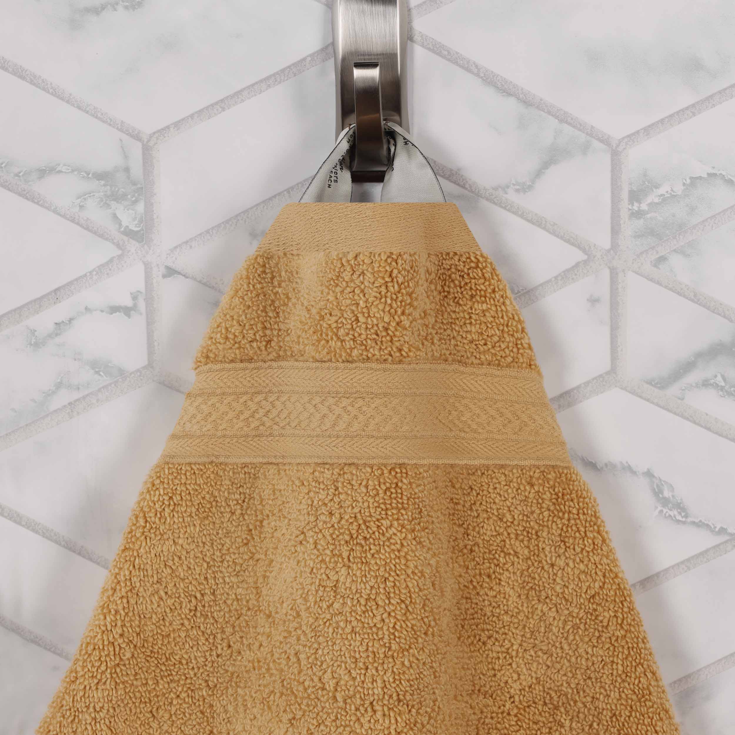 Premium 100% Zero Twist Cotton Hand Towels - Set of 6 | Soft & Absorbent Solid & Jacquard Chevron Design | Perfect for Bathroom, Kitchen & Guest Use