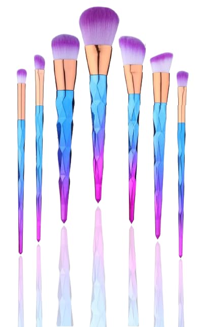 Premium 7-Piece Makeup Brush Set - Crystal Diamond Cut Synthetic Bristles for Foundation, Blending, Blush, Concealer, Eye & Lip Makeup | Complete Professional Makeup Kit for Powder, Liquid & Cream Cosmetics | Perfect for Everyday Makeup, Travel & Professional Makeup Artists