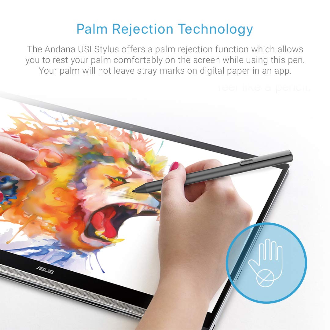 USI Stylus Pen for Chromebook - Active Digital Pen Compatible with Acer, Asus, HP, Lenovo, Samsung Chrome OS Devices - Precise Touch Screen Stylus for Writing, Drawing & Note Taking (Black)