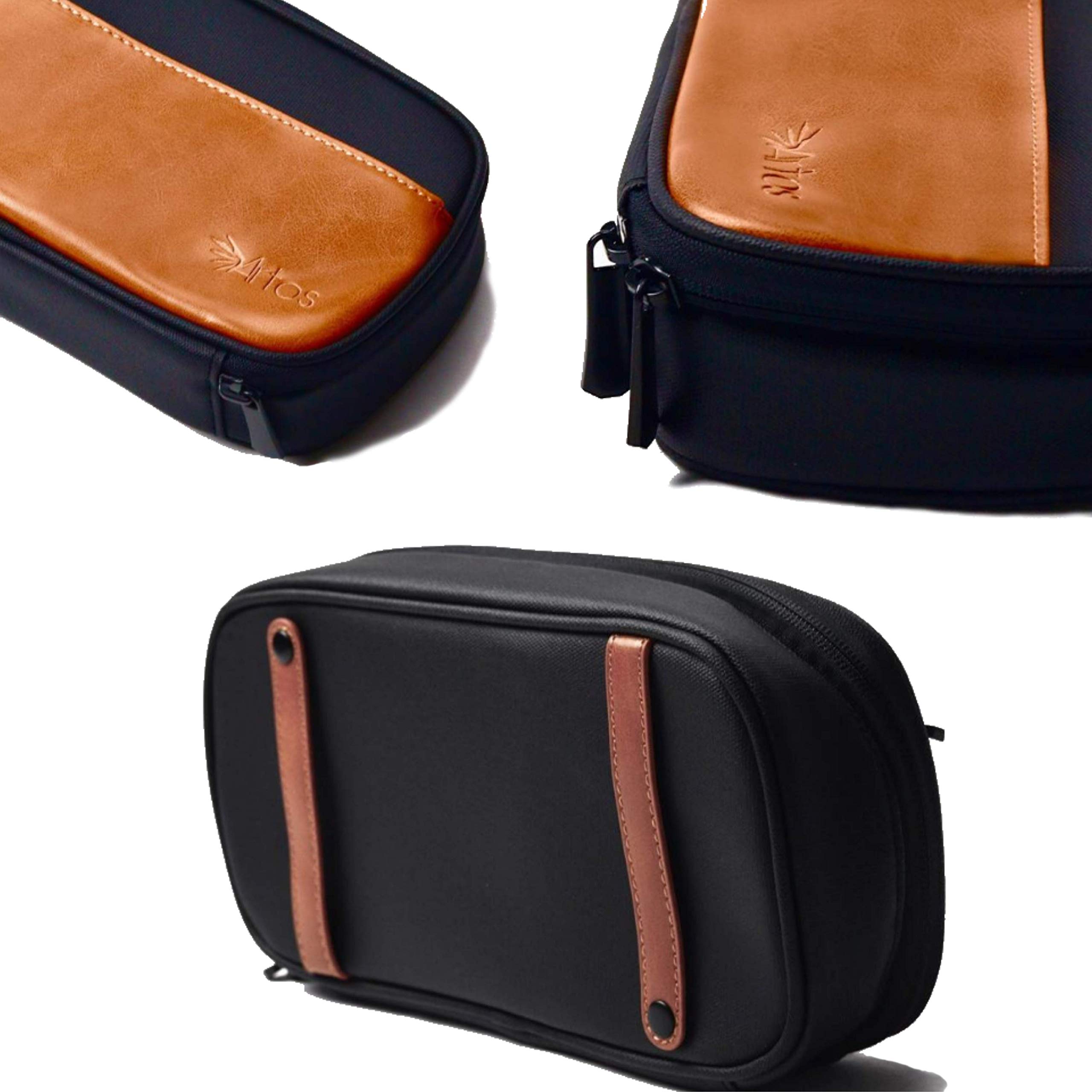 Premium Leather Electronic Organizer Travel Case - Cable Storage Bag & Tech Pouch for Chargers, Cords & Travel Essentials | Perfect for Business Trips, Daily Commute & Work Organization