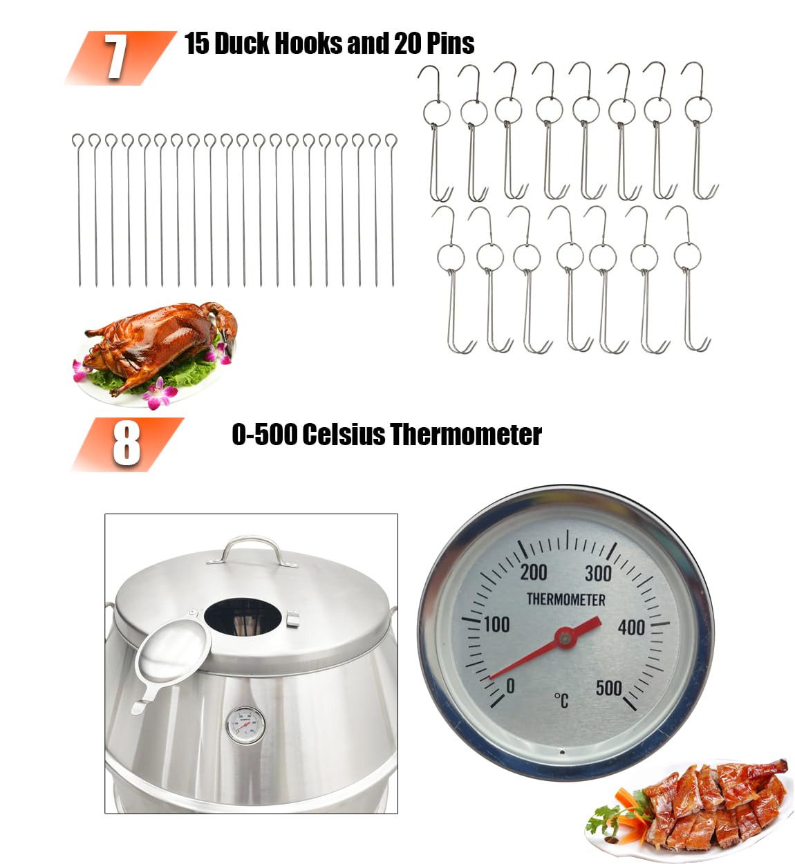 Premium Stainless Steel Roast Duck Oven - Commercial Grade Countertop Rotisserie for Home & Restaurant Use - Perfect for Roasting Duck, Chicken & Meats - Ideal for BBQ, Parties & Catering Events