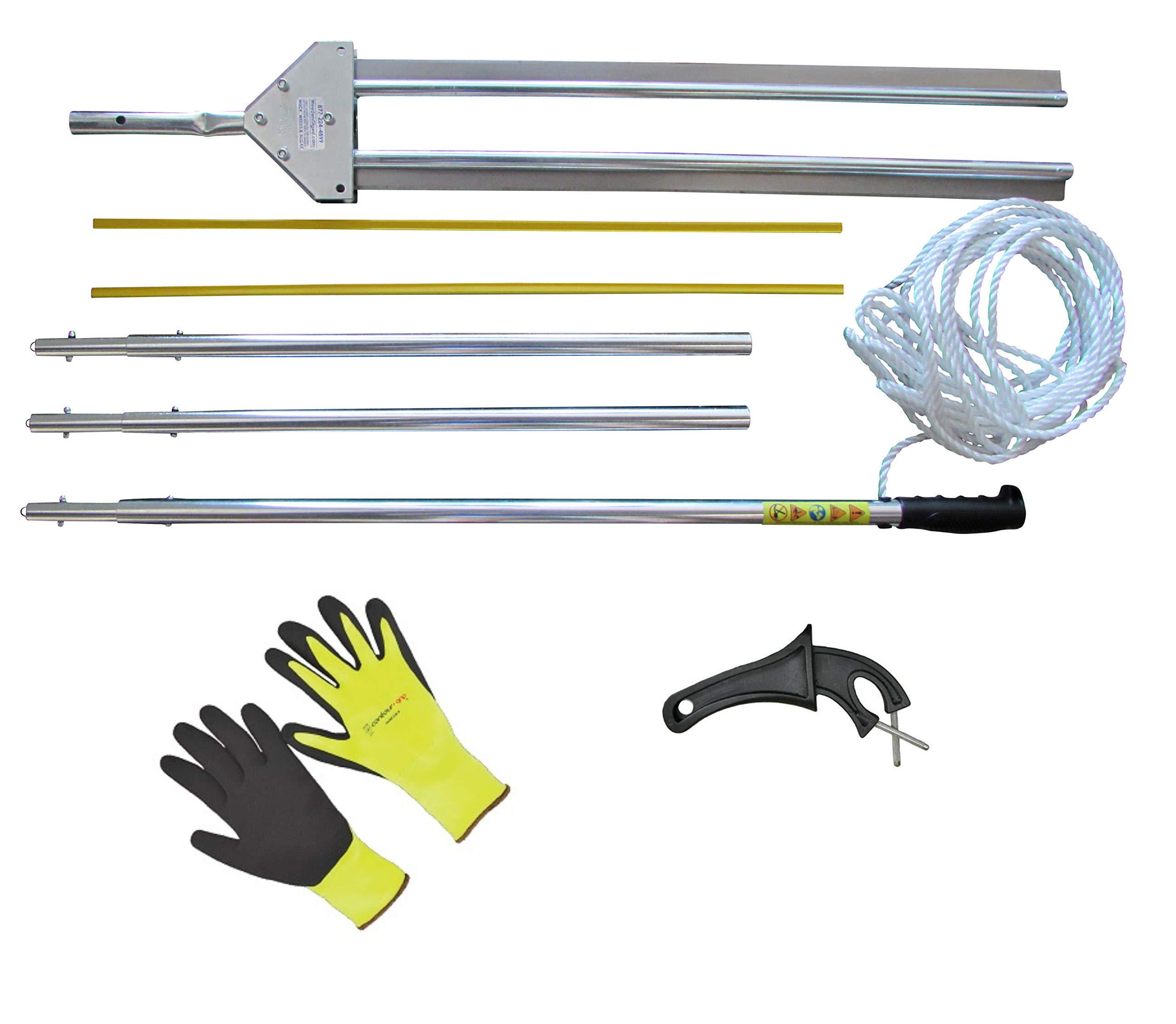 Premium Aquatic Lake & Pond Weed Cutter & Rake with Long Teeth - Heavy Duty Shoreline Cleaning Tool (7ft Extendable Handle) for Beach, Dock & Waterfront Maintenance