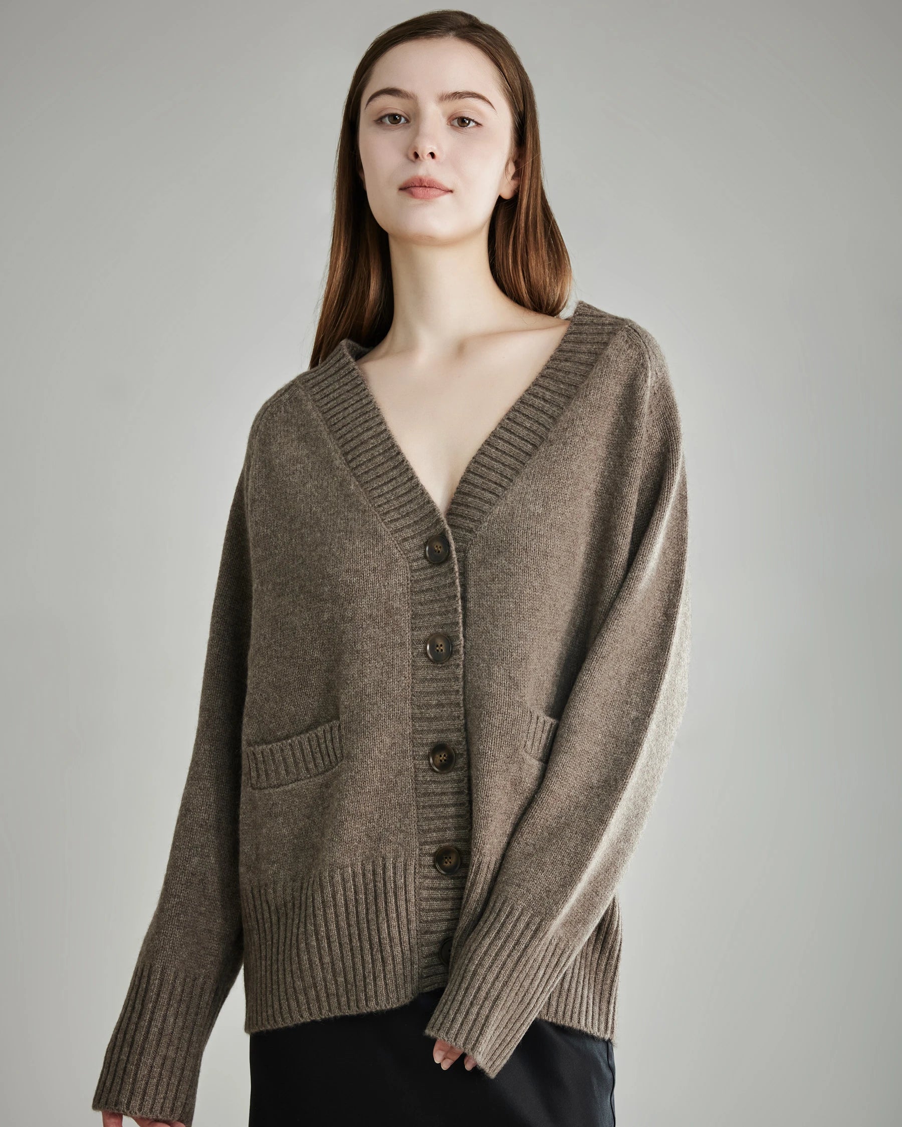 Soft & Cozy V-Neck Cashmere Cardigan for Women - Lightweight Winter Sweater for Layering, Office Wear & Casual Outfits
