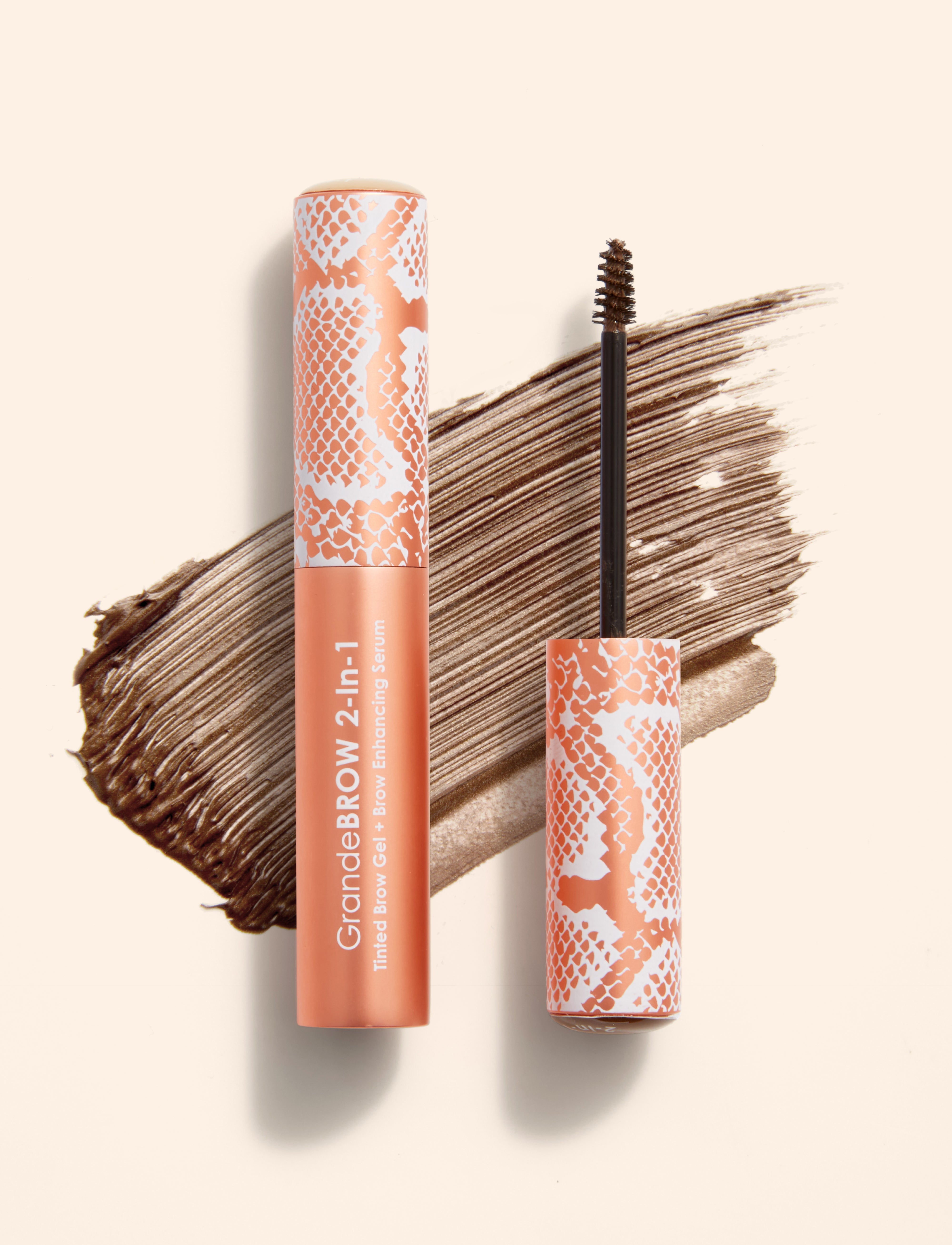 Dark GrandeBROW 2-in-1 Eyebrow Growth Serum & Volumizing Gel - Travel Size for Perfect Brows On The Go | Home & Professional Use