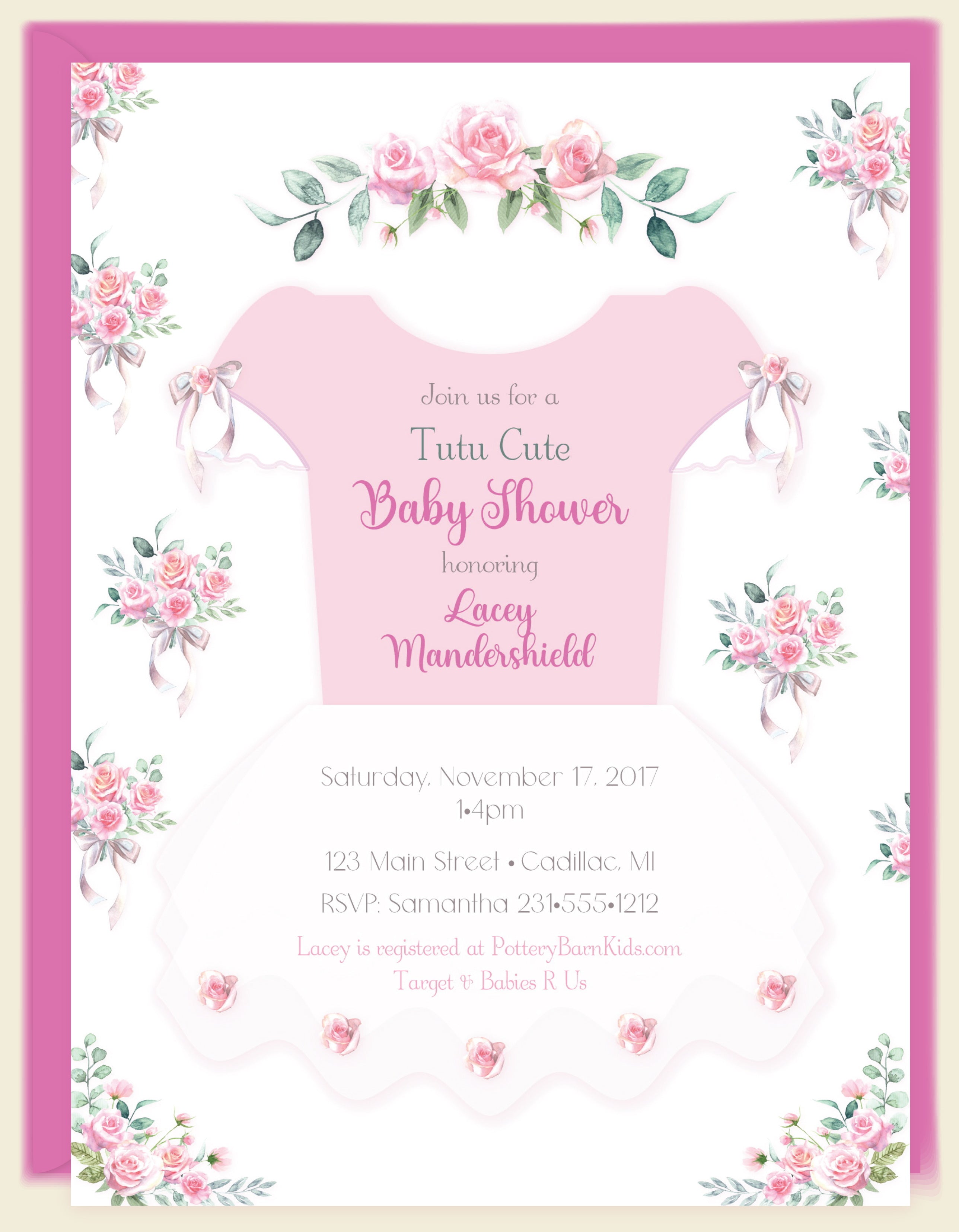 Adorable Pink Tutu Baby Shower Invitations - Elegant & Customizable for Girls - Perfect for Gender Reveal, First Birthday & Special Celebrations
