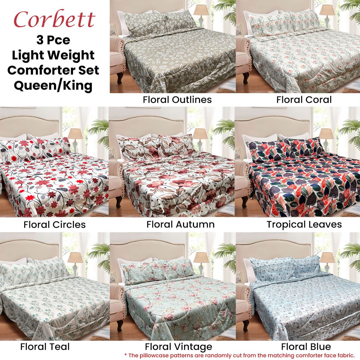 Lightweight 3-Piece Comforter Set Queen/King Size - Vintage Floral Design for Hotel Luxury & Cozy Home Bedding | Perfect for Guest Rooms, Master Bedrooms & Airbnb Stays