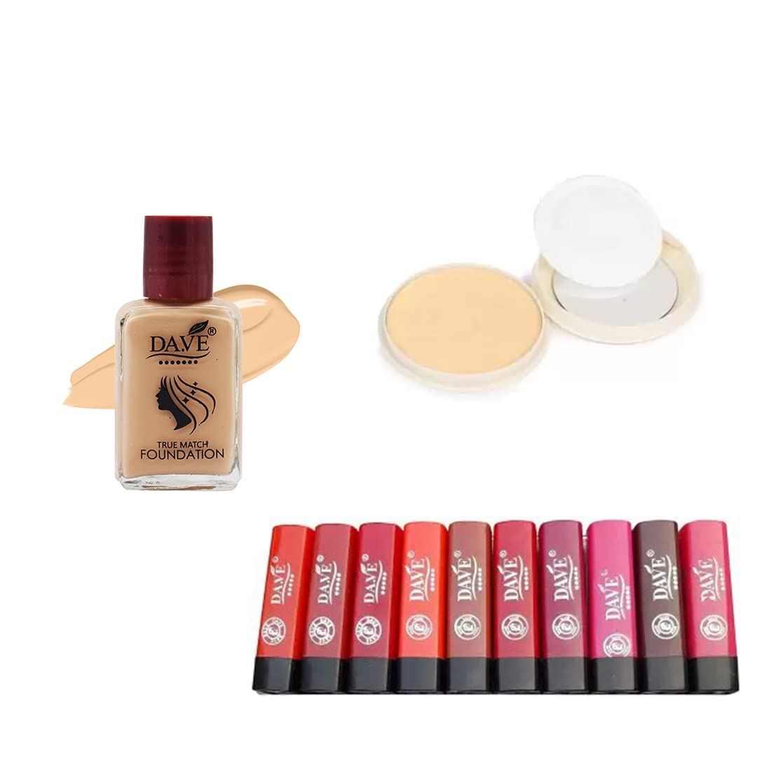 DA.VE Compact Foundation with Blenders & Puff Combo – Long-Lasting Full Coverage Makeup Set for Smooth, Flawless Finish | Hydrating, Oil-Control Formula | Lightweight & Buildable Coverage for All Skin Types | Ideal for Daily Wear, Special Occasions & On-the-Go Touch Ups