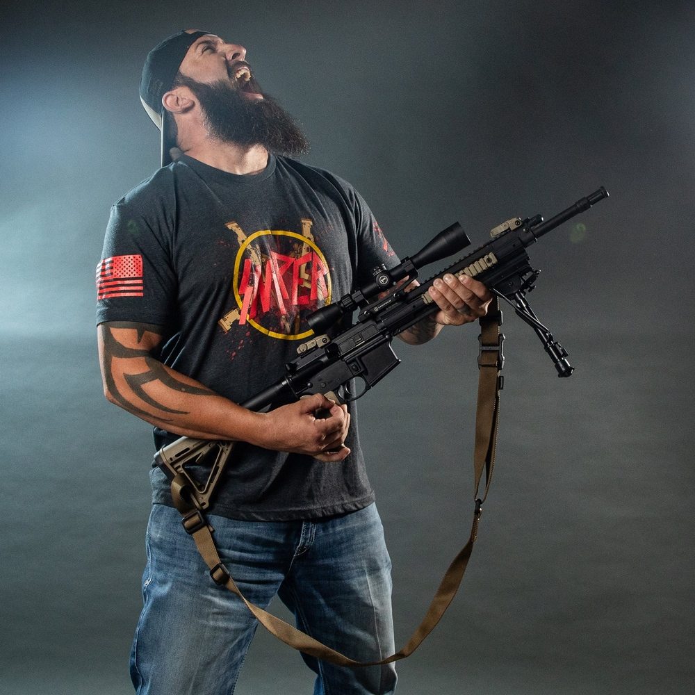Sniper Tour T-Shirt for Men - Charcoal Gray Cotton Tee - Perfect for Outdoor Adventures, Concerts, and Casual Wear