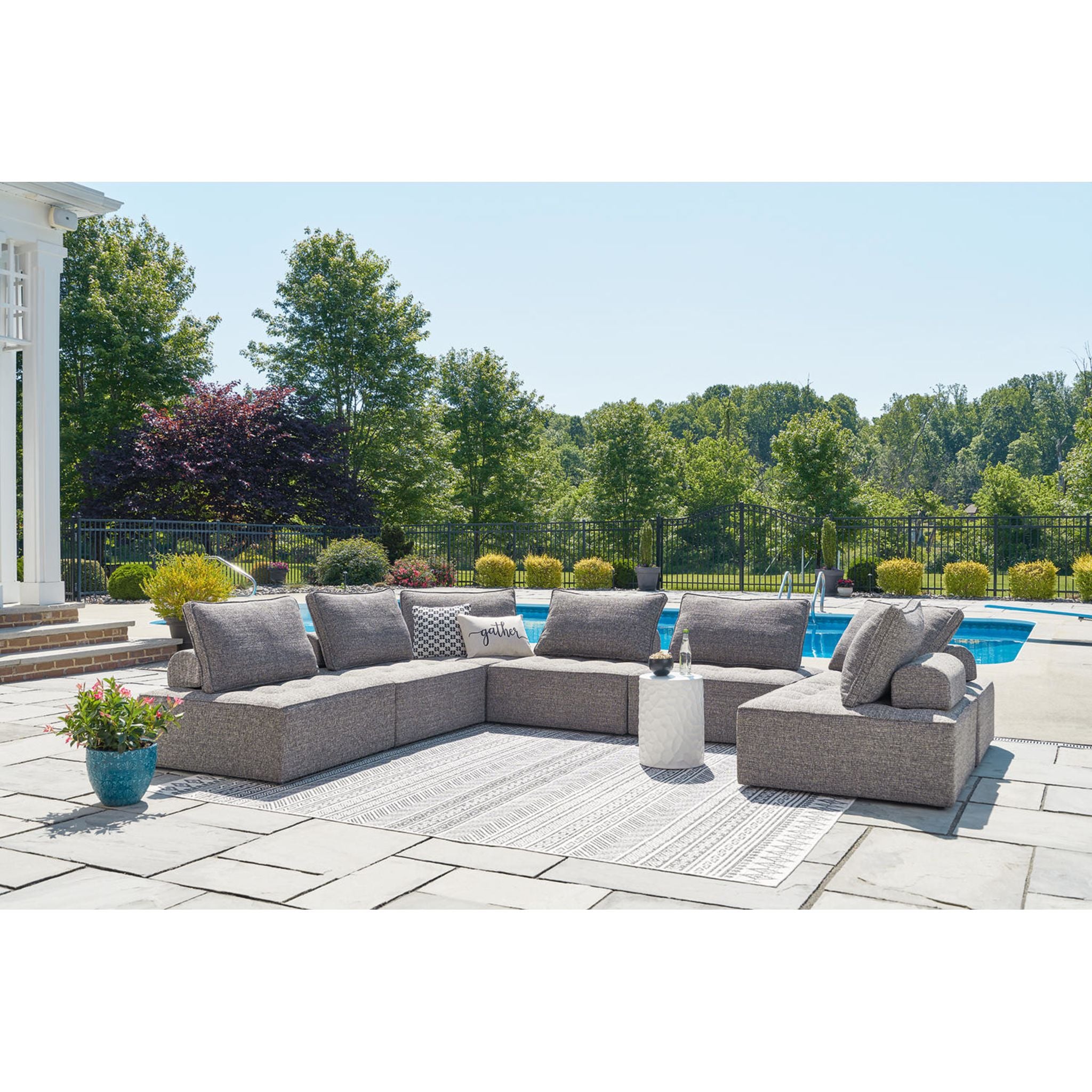 Bree Zee 7-Piece Outdoor Modular Sectional Sofa Set - Water-Resistant Brown Patio Furniture for Backyard, Poolside & Garden Relaxation