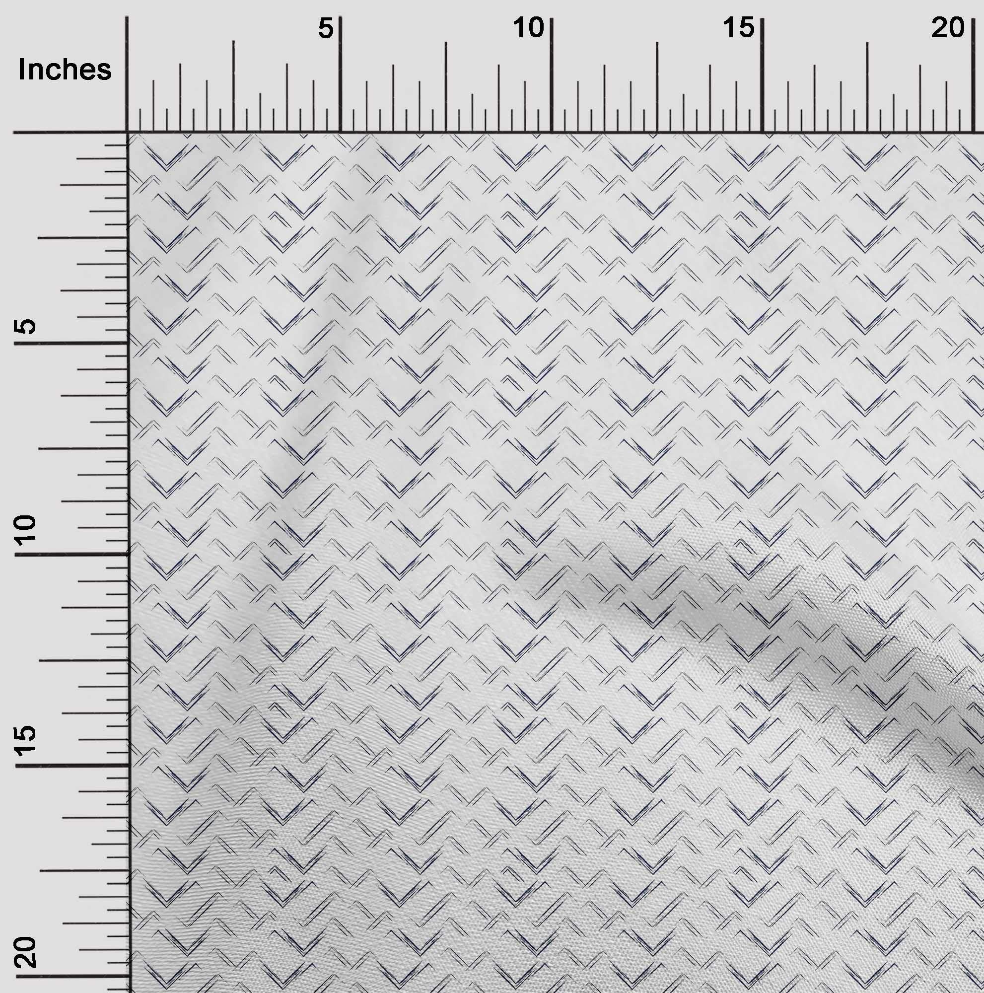 oneOone Polyester Lycra Blue Chevron Geometric Print Fabric - 56 Inch Wide for DIY Clothing, Quilting & Home Decor | Perfect for Dresses, Curtains and Craft Projects