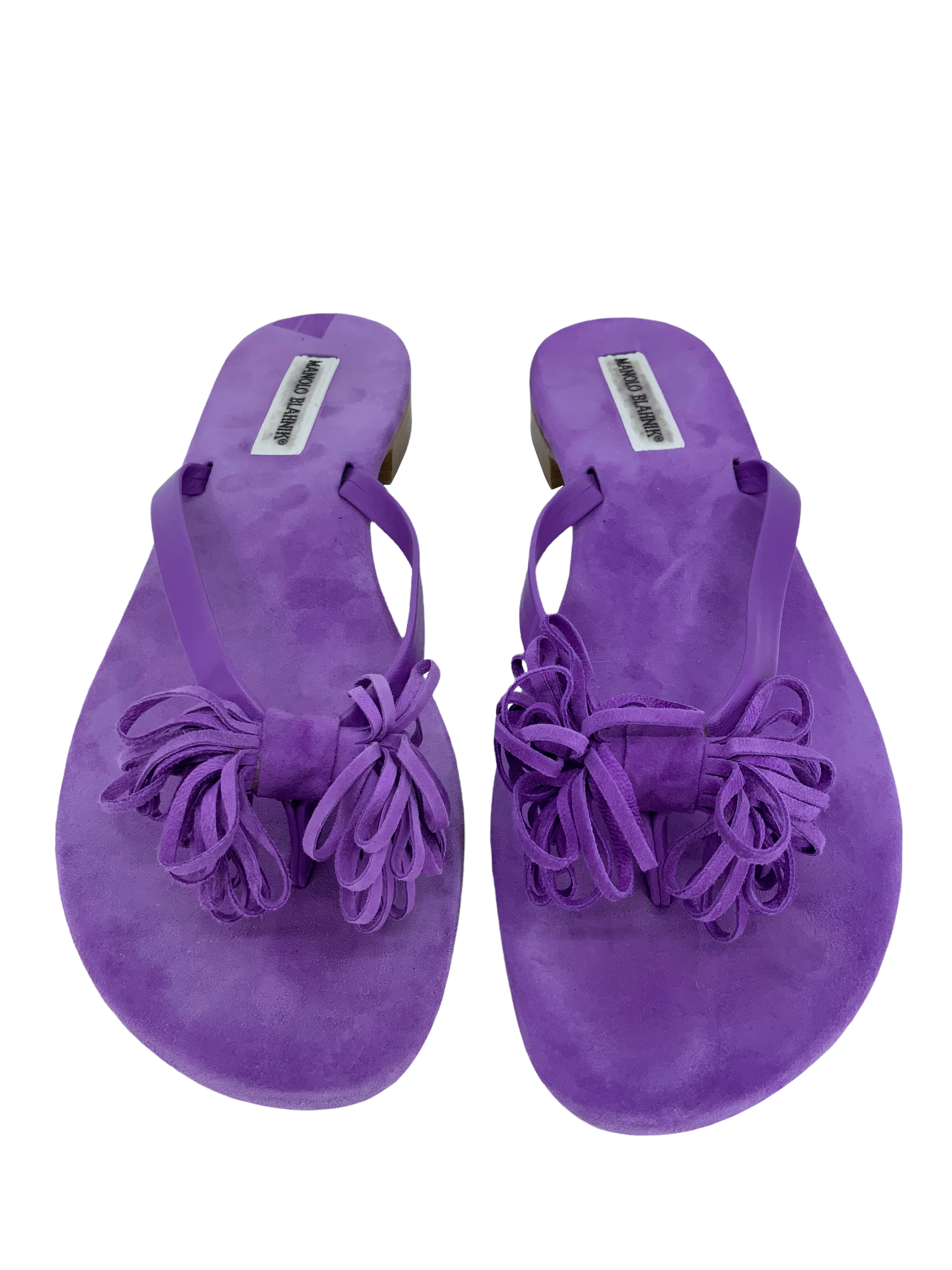 Manolo Blahnik Suede Tassel Thong Sandals for Women | Size 11 | Comfortable Summer Flip Flops | Perfect for Beach, Vacation & Casual Outfits