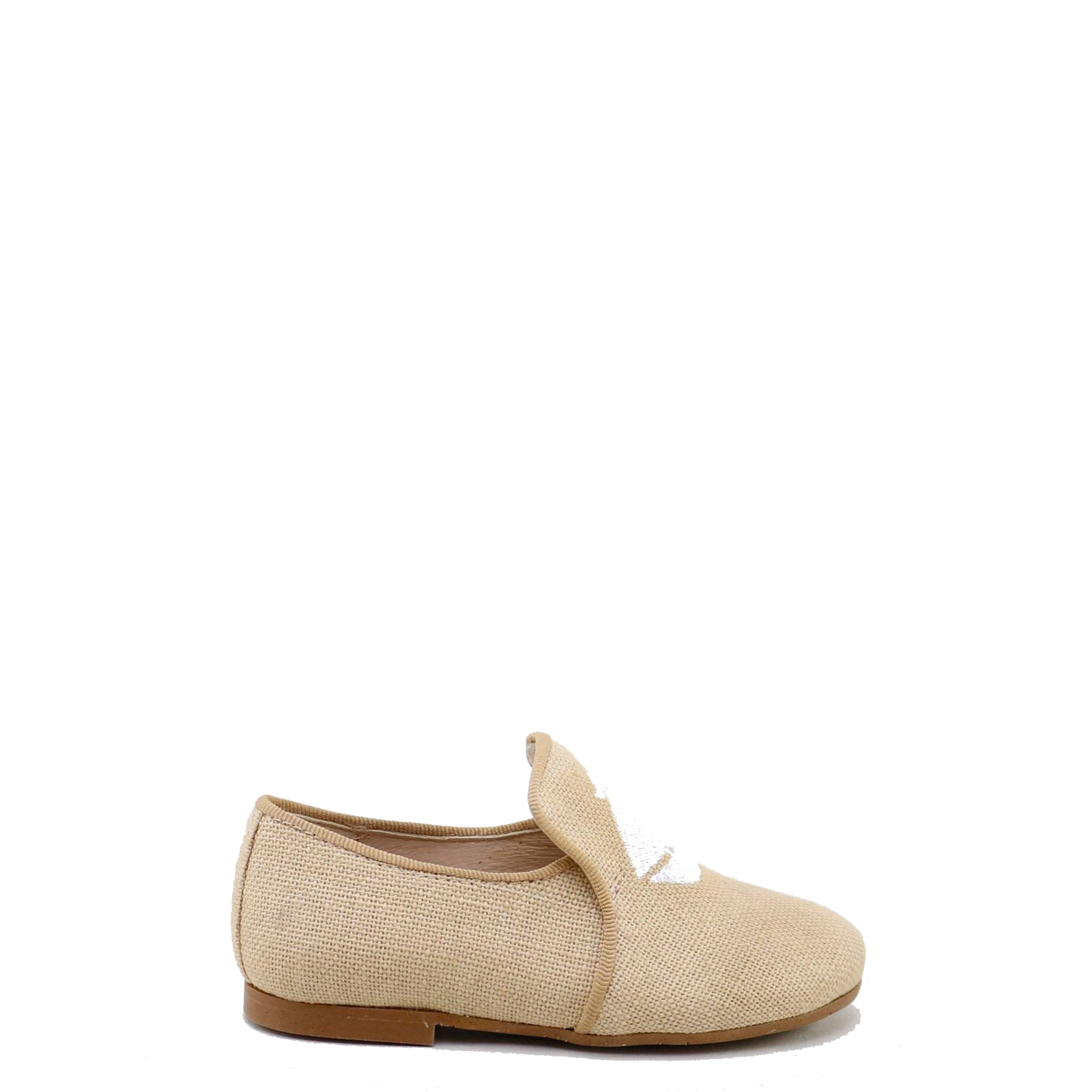 Beige Linen Embroidered Smoking Loafers for Men - Comfortable Casual Slip-On Shoes for Office, Wedding & Daily Wear