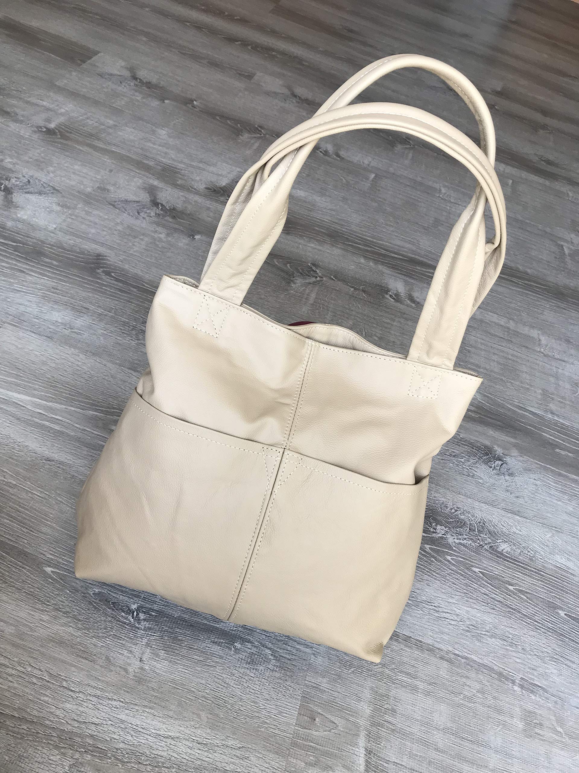 Fgalaze Camel Leather Handbag for Women - Everyday Casual Shoulder Purse for Work & Travel