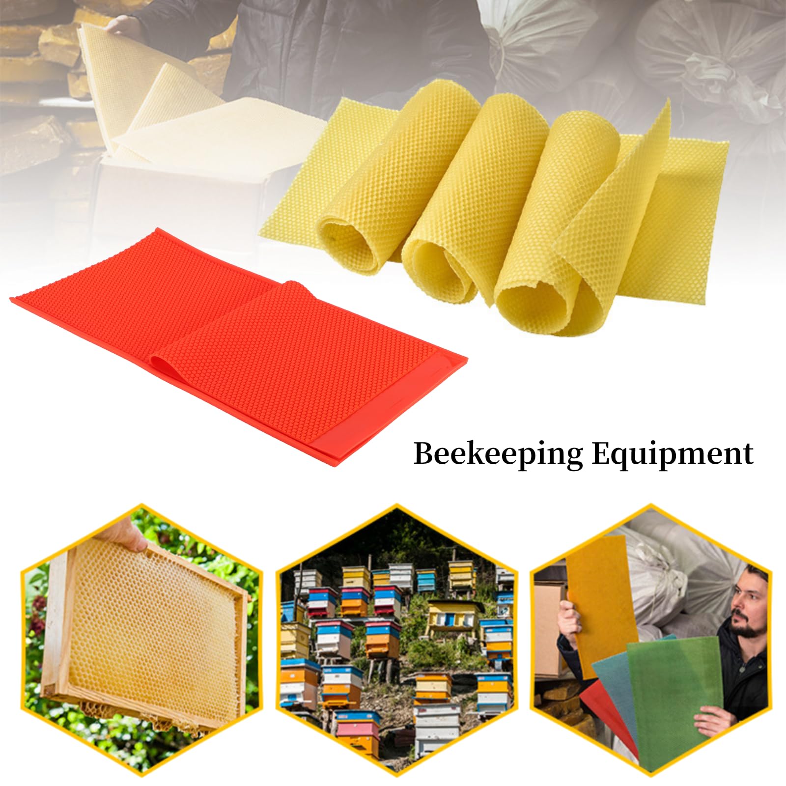 AUNMAS 2Pcs Natural Beeswax Sheets for Beekeeping - Premium Honeycomb Wax Foundation for Candle Making, Beehive Frames & DIY Crafts | Perfect for Beekeepers, Candle Makers & Craft Enthusiasts