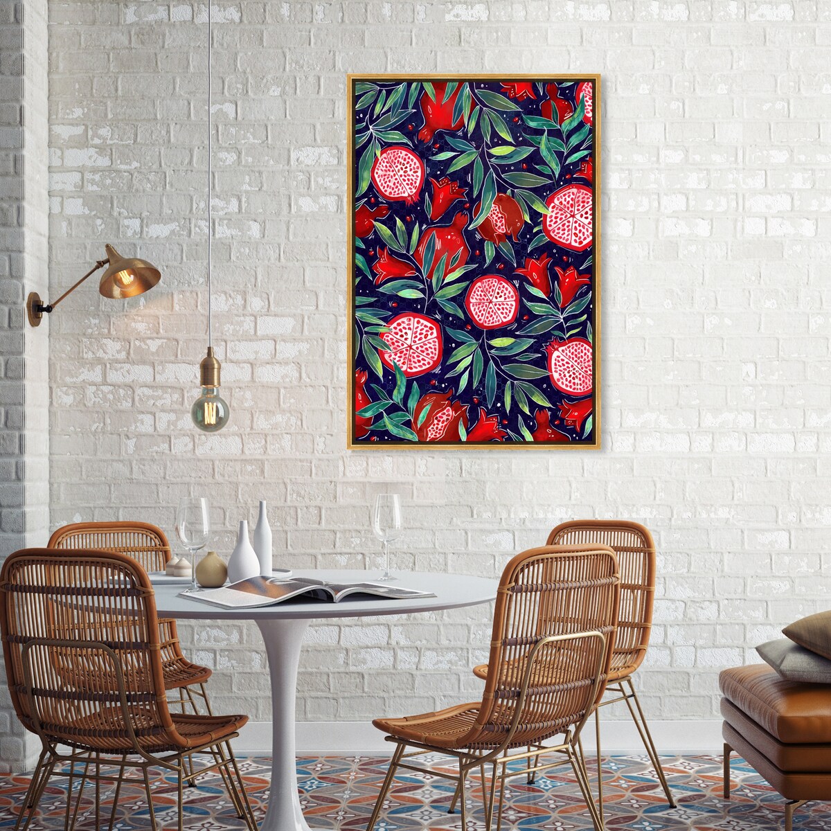 Blooming Tropical Flowers Framed Canvas Wall Art - White Lodge & Cabin Decor for Kitchen, Living Room, Bedroom | Nature-Inspired Home Decor