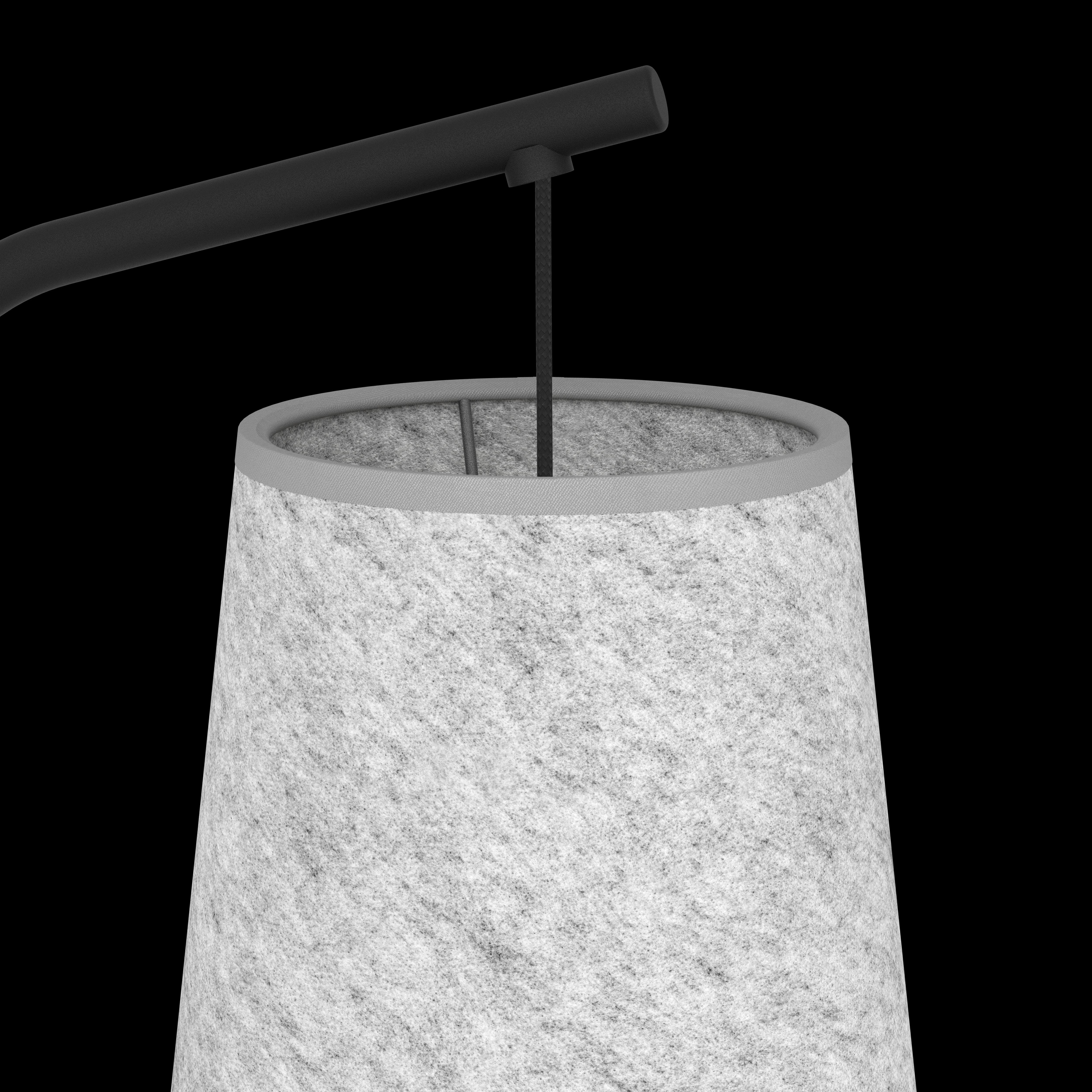 Eglo Alsager Modern Black Floor Lamp with Grey Felt Conical Shade - Tall Standing Light for Living Room, Bedroom & Office Decor
