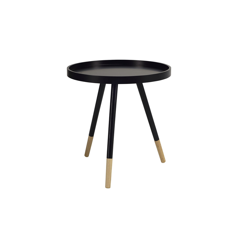 Mika Round Tray Side Table - Modern Wooden Coffee Table with Handles for Living Room, Bedroom, or Patio - Perfect for Holding Drinks, Books, and Decor