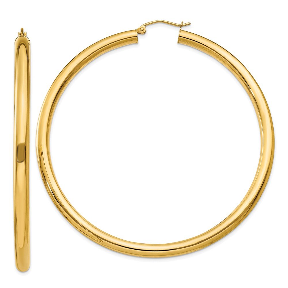 10K Yellow Gold Polished 4mm Tube Hoop Earrings for Women - Classic 10T955 Design - Perfect for Everyday Wear, Parties & Special Occasions