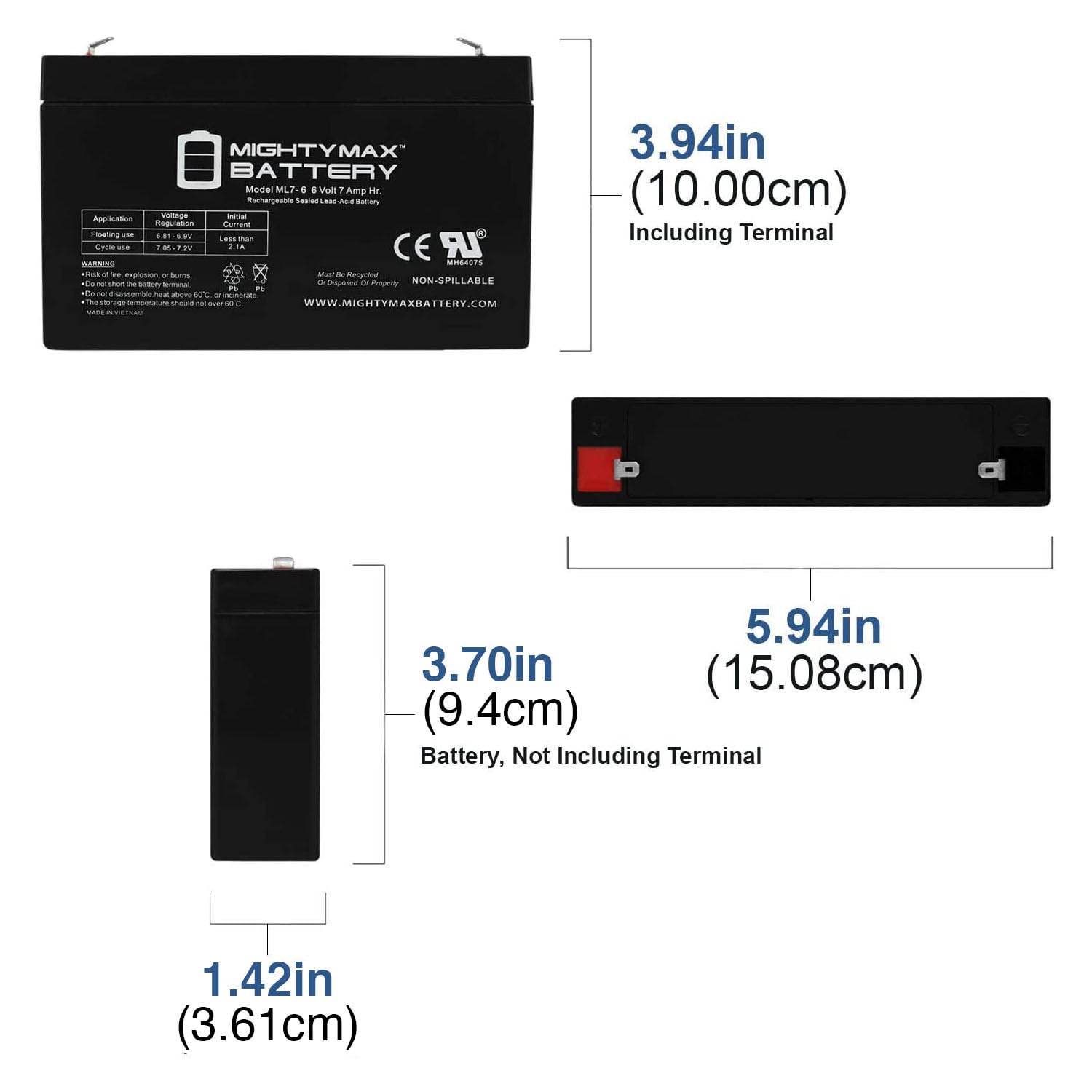 Mighty Max 6V 7Ah SLA Replacement Battery for Dual-Lite 12-546 - 12 Pack - Backup Power for Emergency Lights, Security Systems & UPS Devices