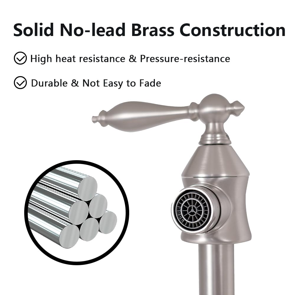 Brushed Nickel Pot Filler Faucet - Swing Arm for Kitchen Sink