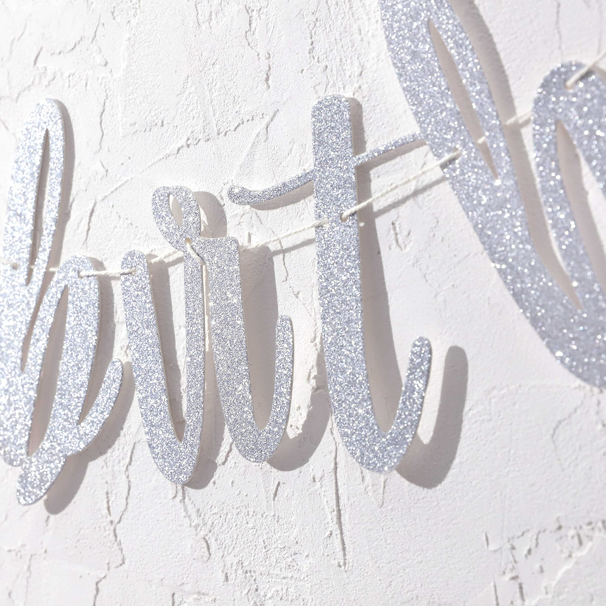 Silver Happy Birthday Banner - Snowflake Birthday Party Decoration, Glitter Bunting for Winter Wonderland Theme, Snowflake Garland for Birthday & Holiday Celebrations | Perfect for Winter Parties, Christmas Decor, and New Year Events