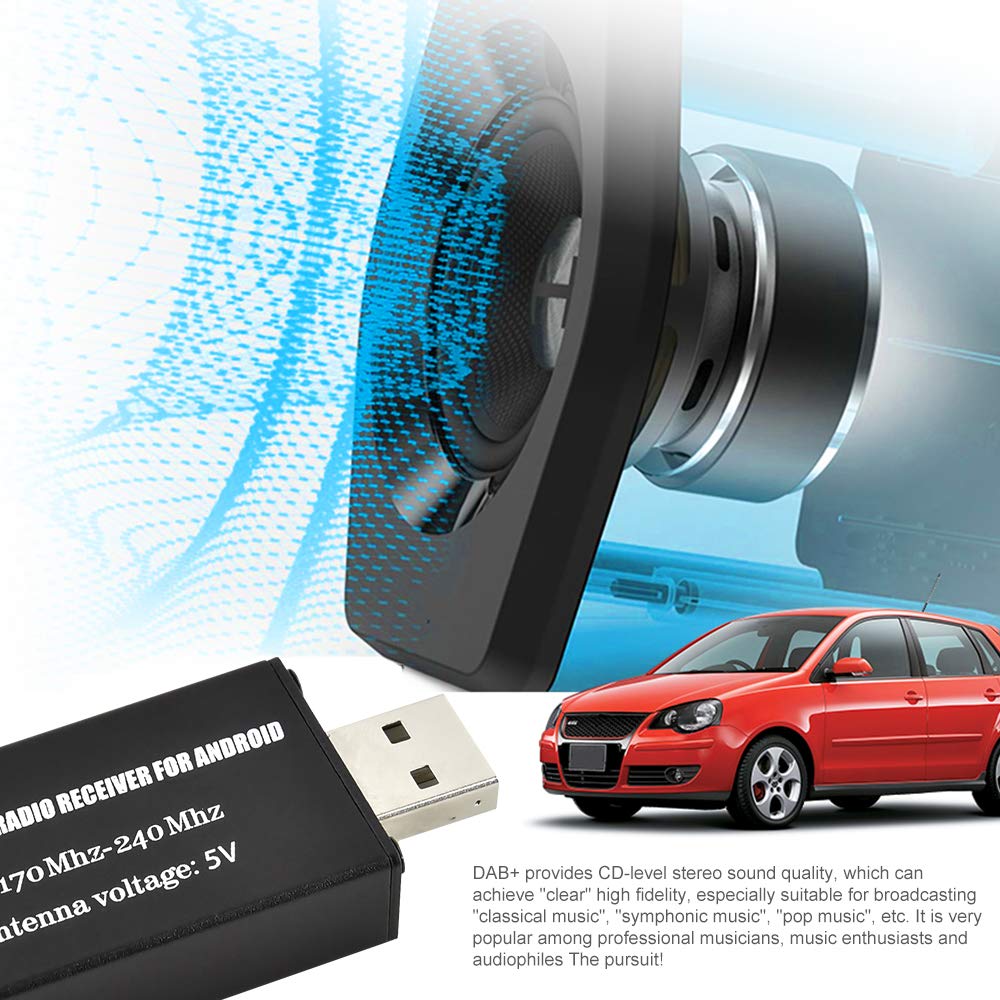 Rimoody DAB/DAB+ Digital Radio Receiver for Car - USB Dongle Adapter with Antenna for Android Car Stereo | Wireless Audio Streaming for Road Trips & Commuting