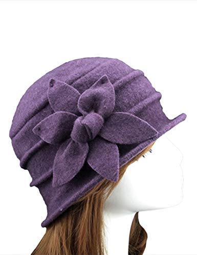 MACCHIASHINE Women's Winter Beanie Hat - Soft Wool Cloche Bucket Hat with Floral Design for Cold Weather, Outdoor Activities & Fashion Accessories