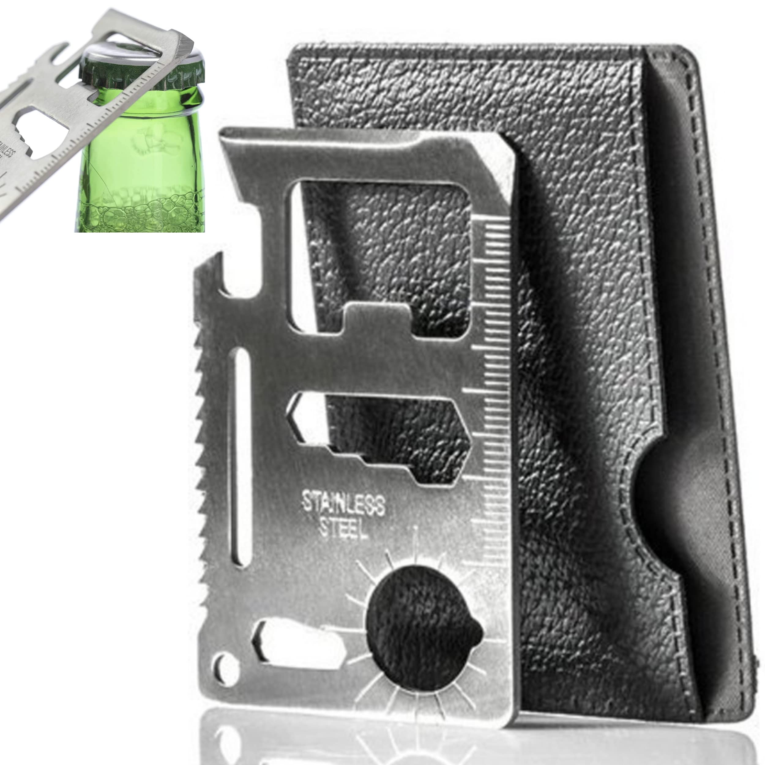 2-Pack 11-in-1 Multifunctional Survival Tool Card - Durable Pocket Knife with Bottle Opener & Multi-Tool - Perfect Gift for Men & Fathers - Great for Camping, Fishing, Hiking & Outdoor Adventures