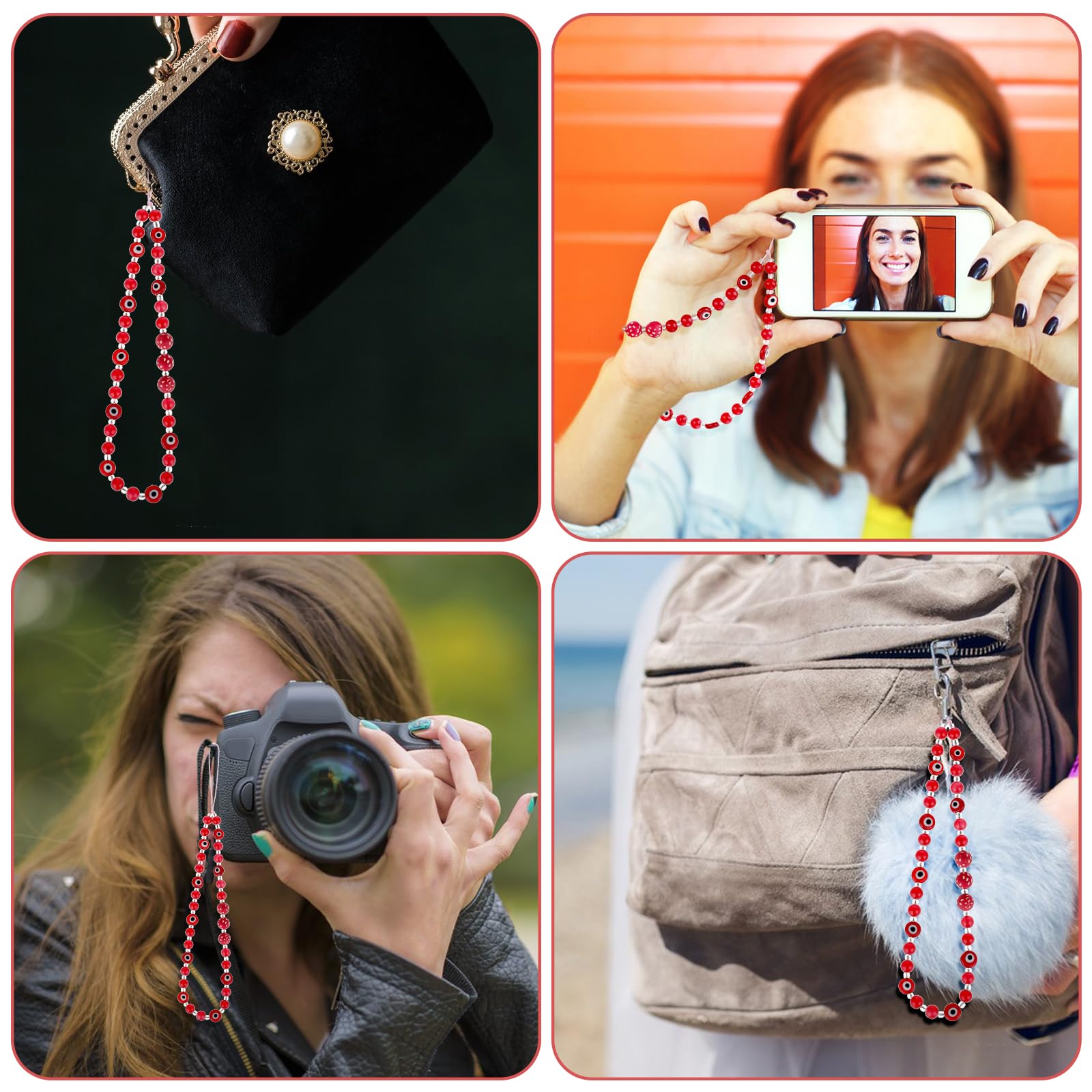 Evil Eye Phone Lanyard with Beads - Stylish Wrist Strap for Phones & Keys - Perfect for Travel & Work
