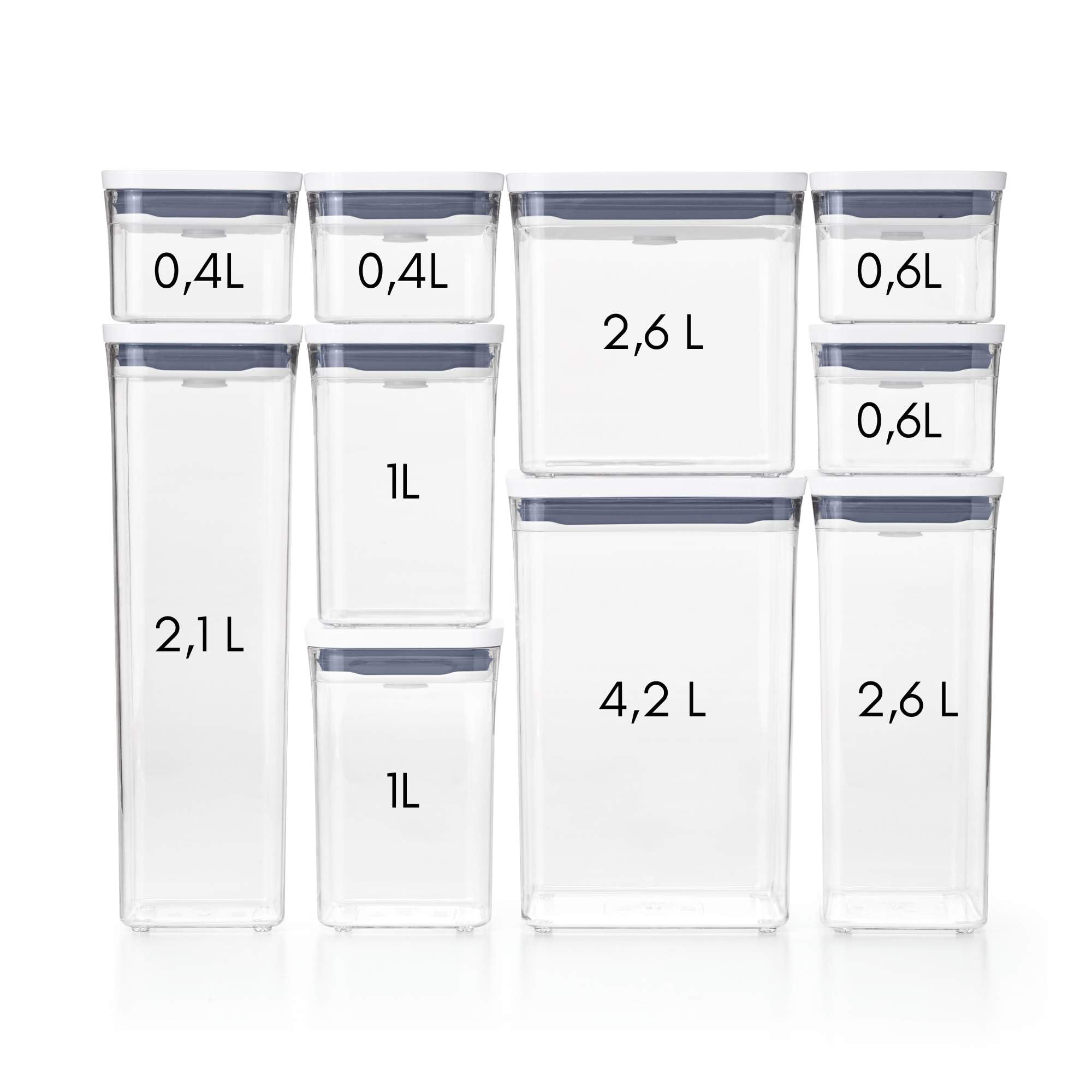 OXO Good Grips 10-Piece & 8-Piece POP Container Sets for Kitchen Storage - Airtight Food Containers for Flour, Sugar, Baking Essentials & Pantry Organization (White) - Perfect for Home Baking, Meal Prep & Space-Saving Storage