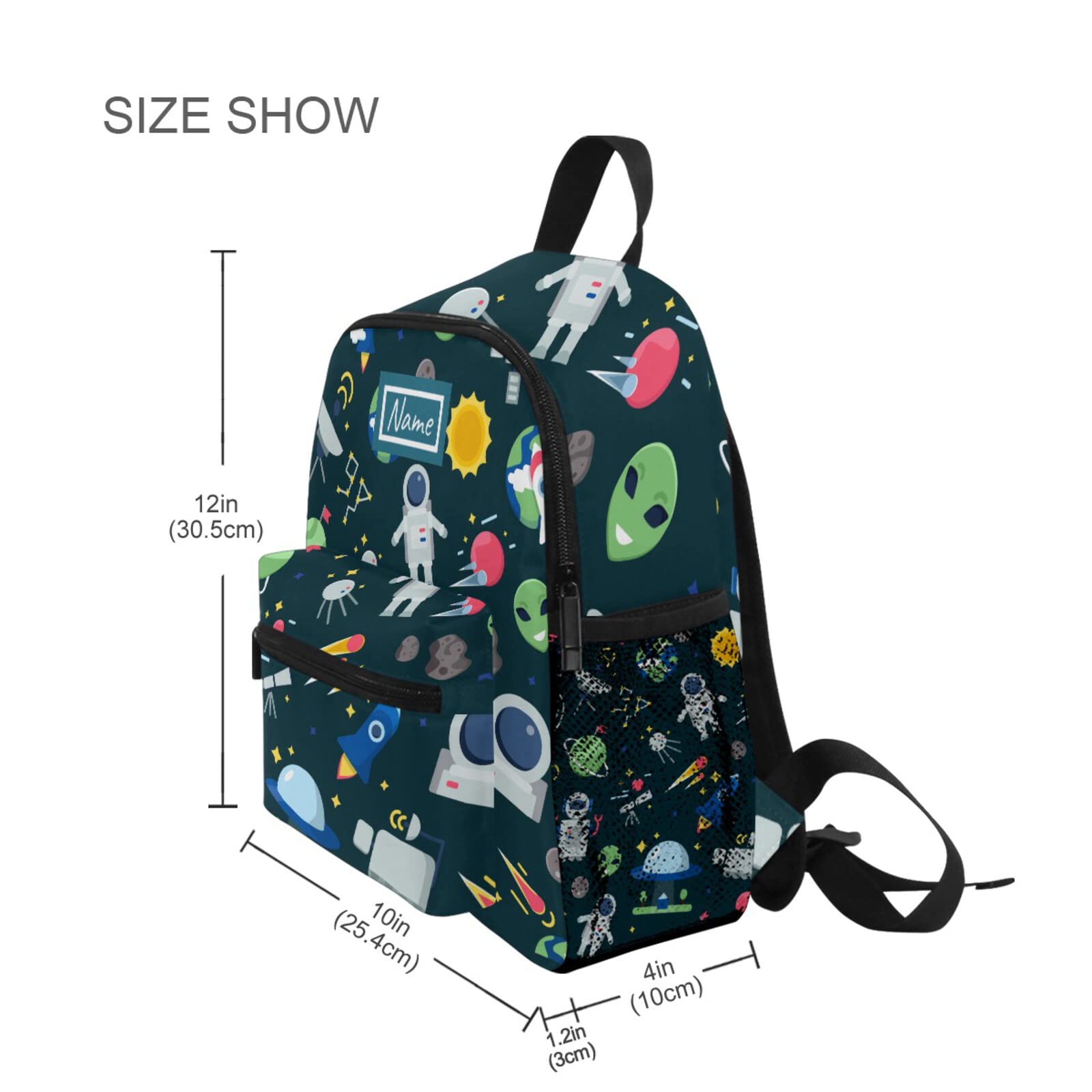Custom Personalized Kids Backpack with Name - Cartoon Space Astronaut & Planets Design - School Bag for Boys & Girls - Perfect for Daycare, Kindergarten, Preschool & Travel - Cute Nursery School Backpack for Toddlers (Great for School, Outdoor Adventures & Daily Use)