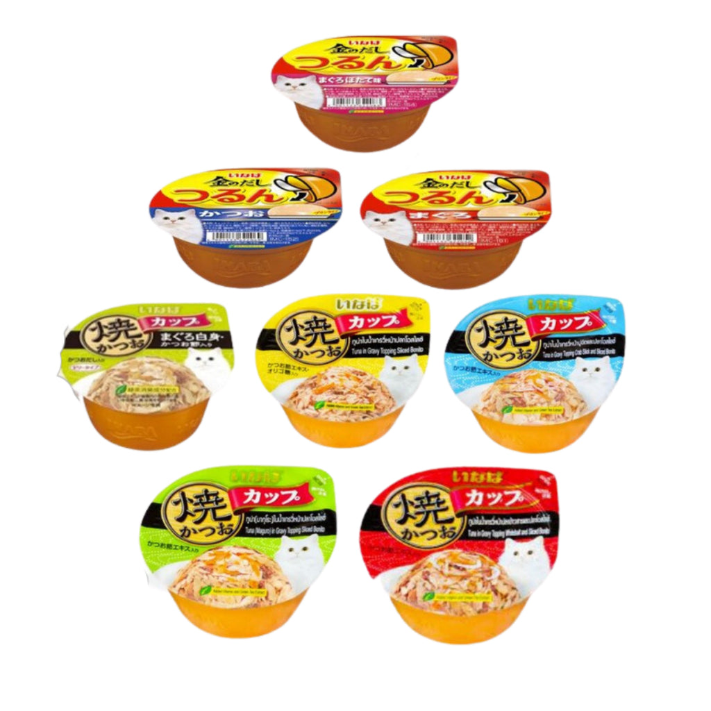 INABA CIAO Golden Cup Flavored Wet Cat Food - Grain-Free Tuna & Chicken Recipe - 65g/80g Cans for Adult Cats - Perfect for Mealtime, Travel & Treats