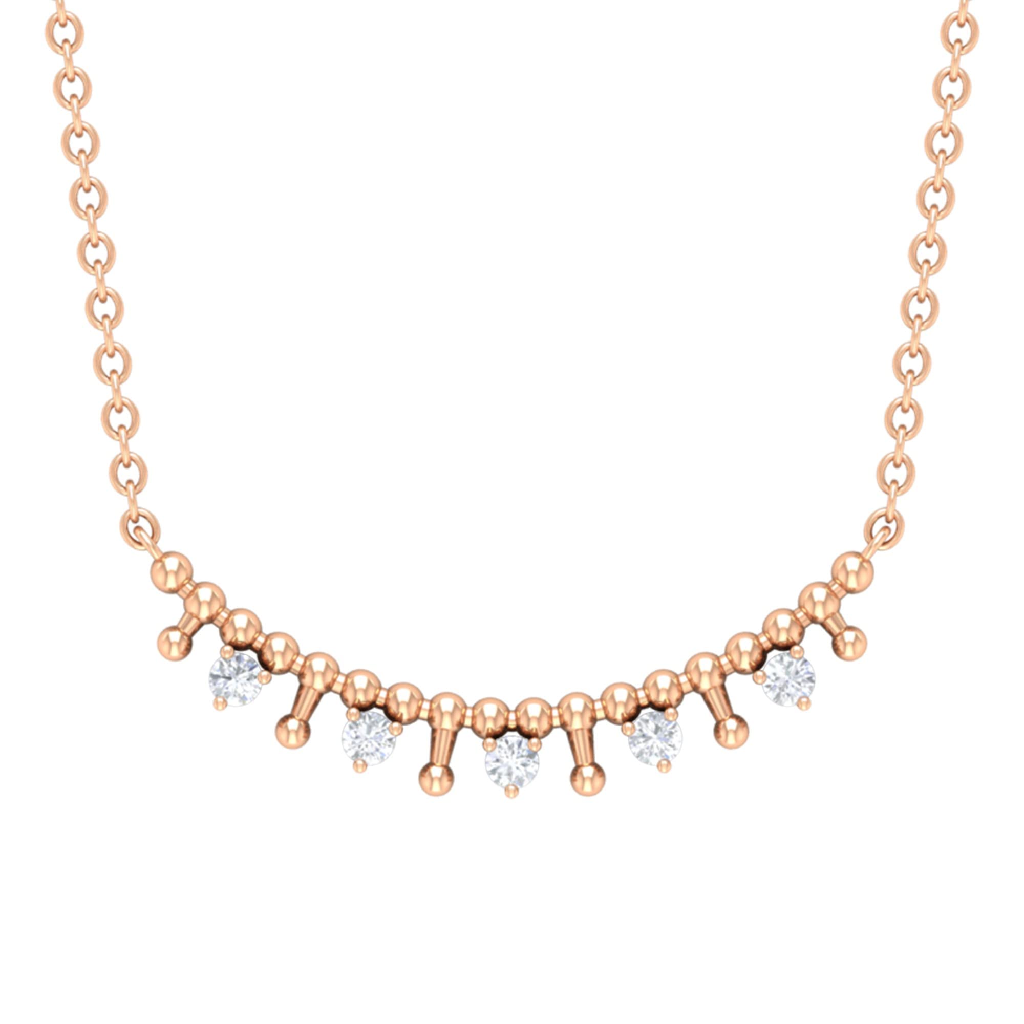 14K Solid Gold Certified Diamond Necklace for Women - April Birthstone Beaded Necklace with Chain | Elegant Gift for Anniversary, Birthday & Special Occasions