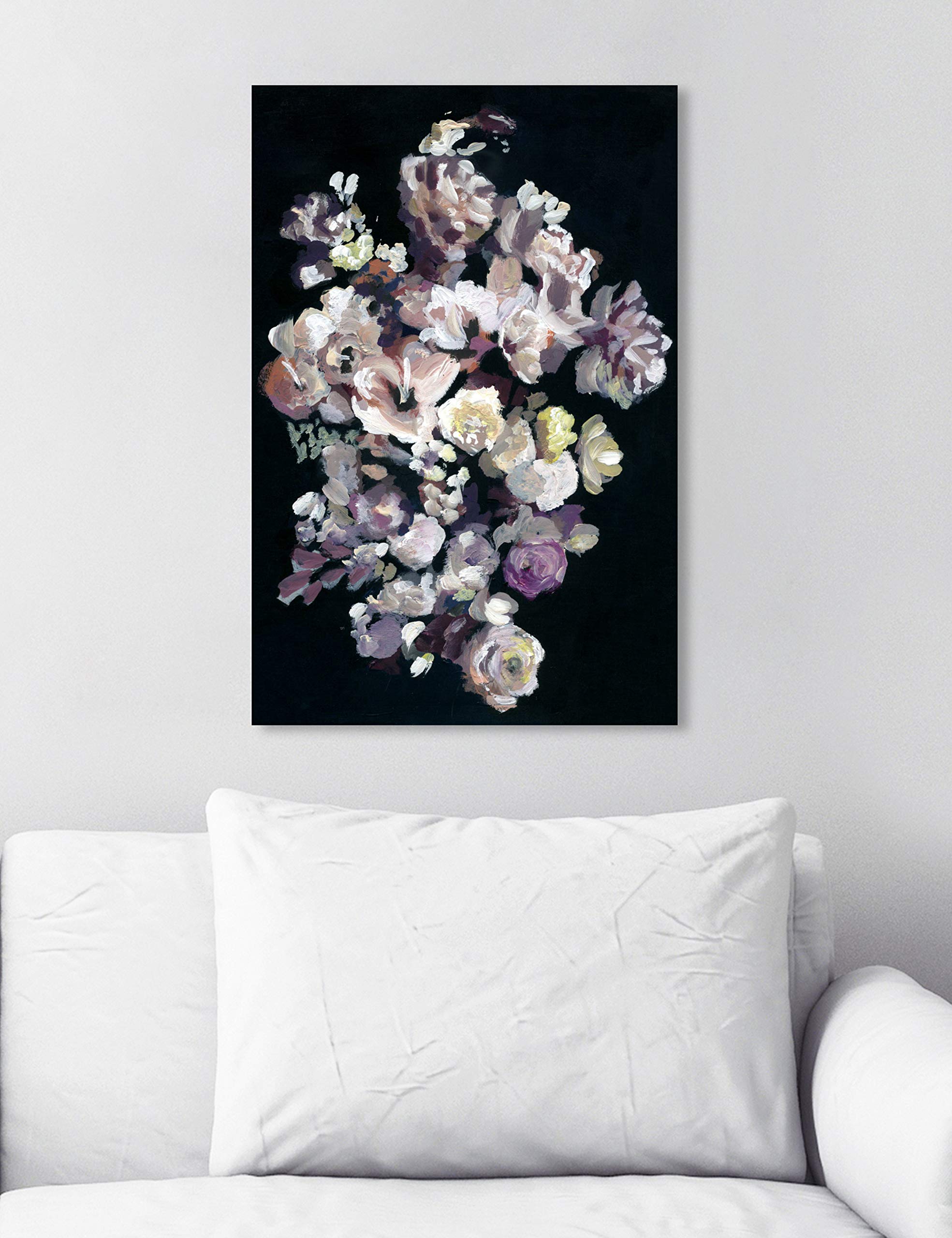 Oliver Gal Artist Co. 'Beauty in Darkness' Floral Canvas Wall Art Print - 16x24 Inches Black & Pink Home Decor for Living Room, Bedroom & Office