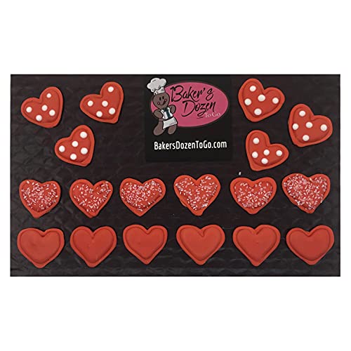 18pcs Red Assorted Hearts Edible Icing Cake Toppers - Handmade Gourmet Cupcake Decorations for Birthdays, Weddings & Valentine's Day by BakersDozenToGo