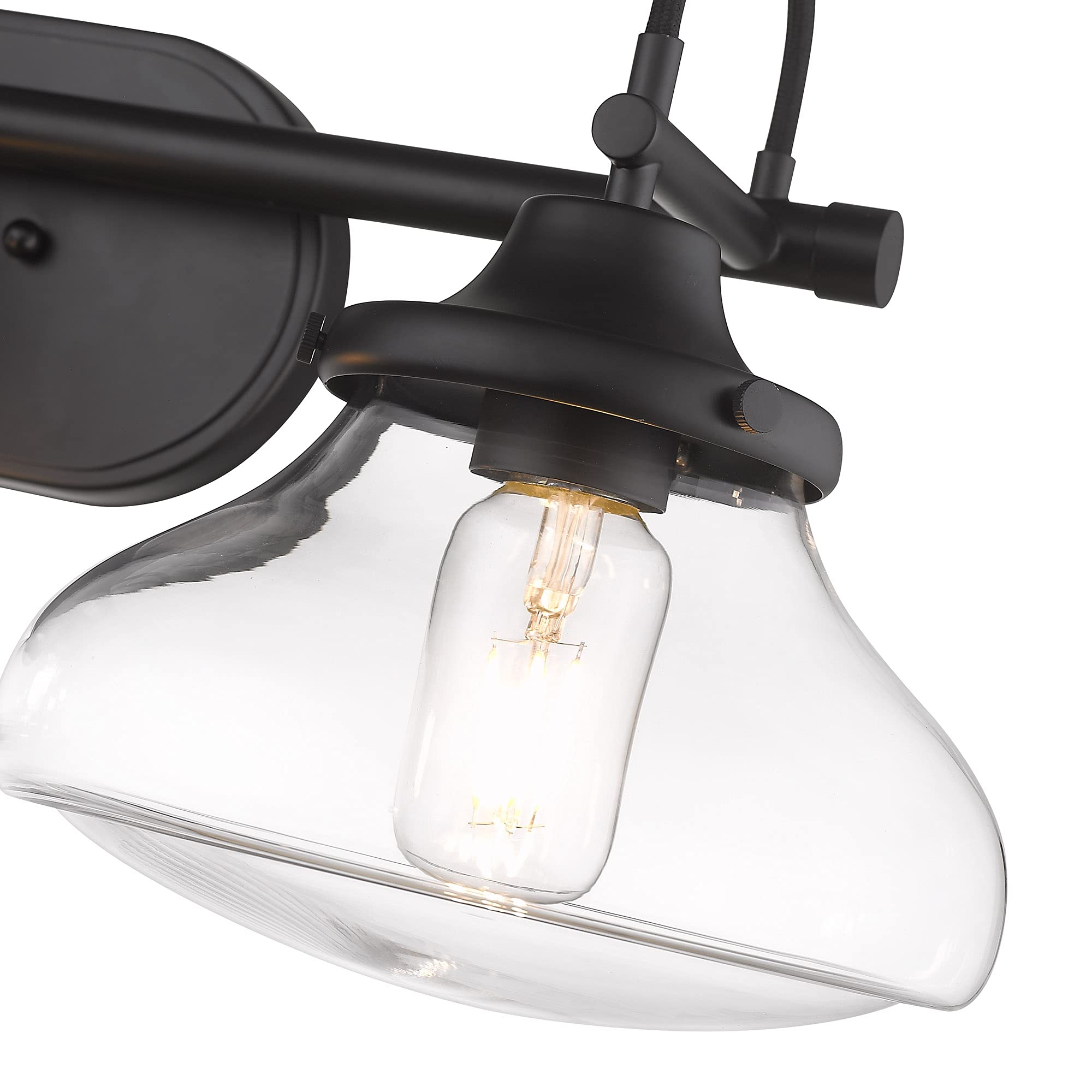Nash 3-Light Bathroom Vanity Fixture in Matte Black with Clear Glass Shades - Perfect for Modern Bathroom, Powder Room, and Spa Lighting Decor