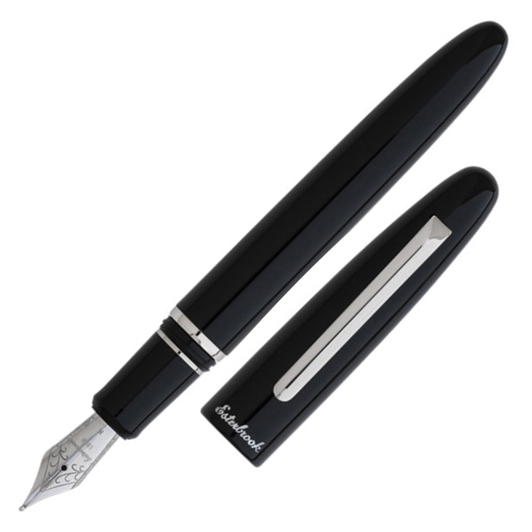 Esterbrook Estie Oversize Fountain Pen - Ebony Wood with Palladium Trim - Premium Writing Instrument for Calligraphy, Journaling & Gifting