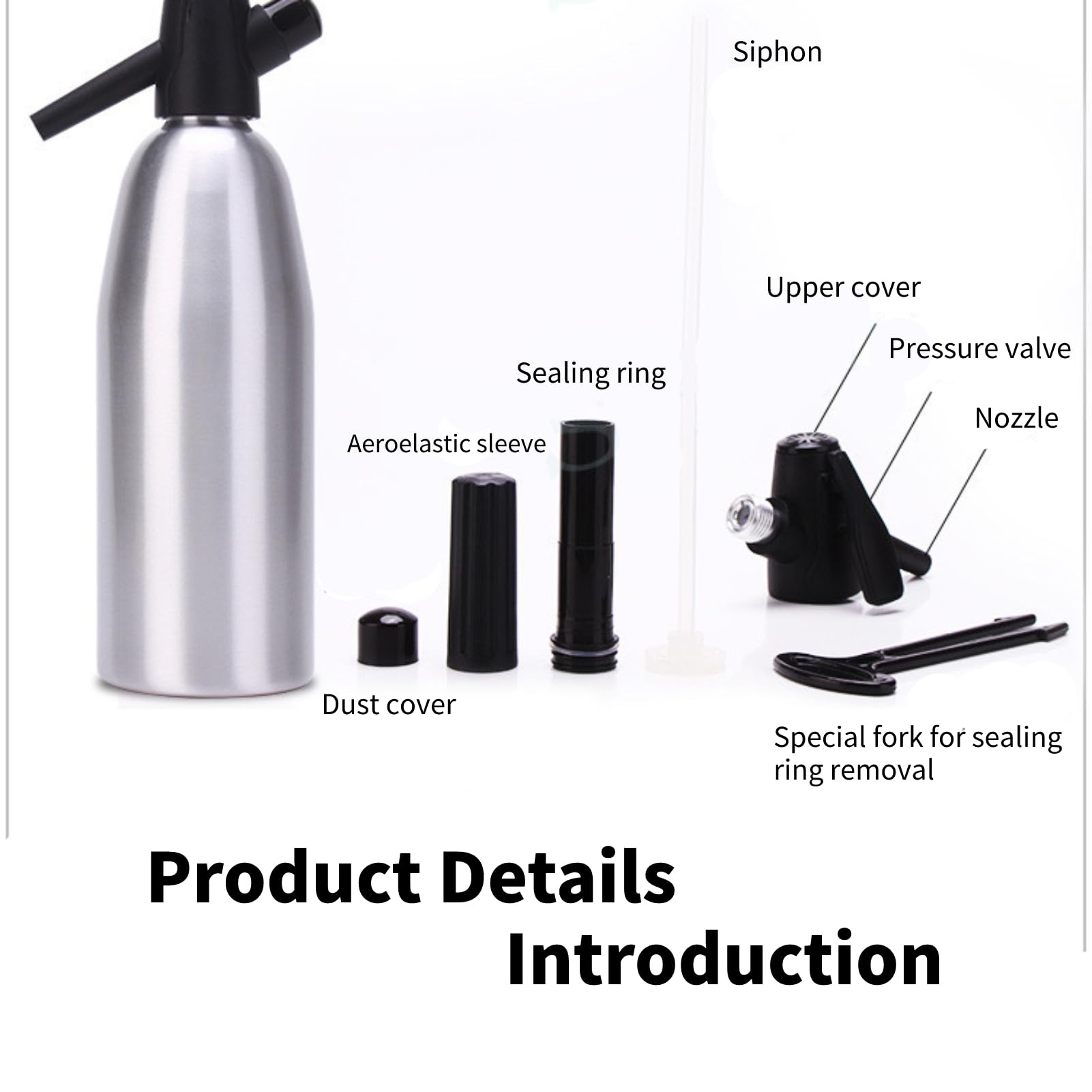 Premium Raguso Soda Syphon Bottle - Stainless Steel Carbonated Water Maker with Pressure Regulator for Mojitos, Cocktails & Sparkling Drinks | Portable Seltzer Dispenser for Home Bars, Parties & Outdoor Gatherings (Silver)