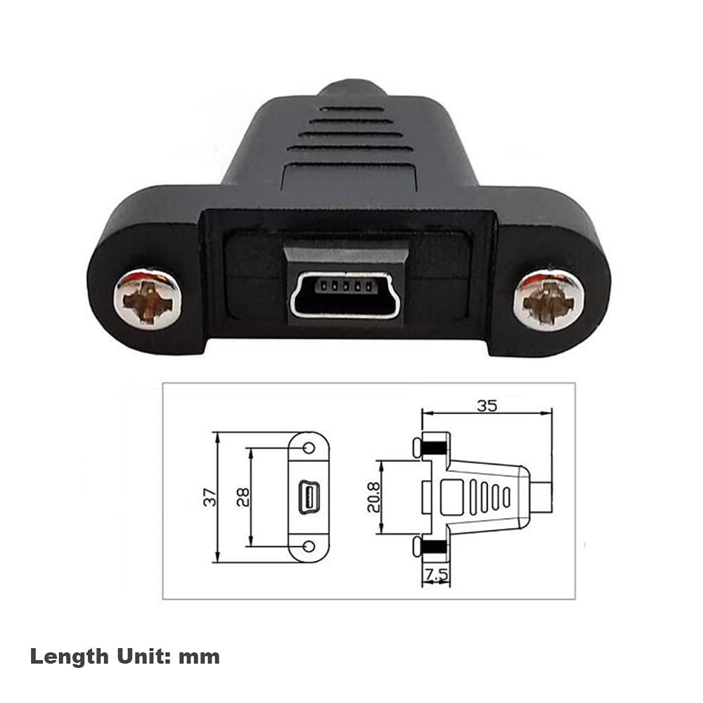 0.3m USB Extension Cable with 90° Downward Angle & Screw Mount - Perfect for Tight Spaces, Under Desk Cable Management, and Industrial Applications