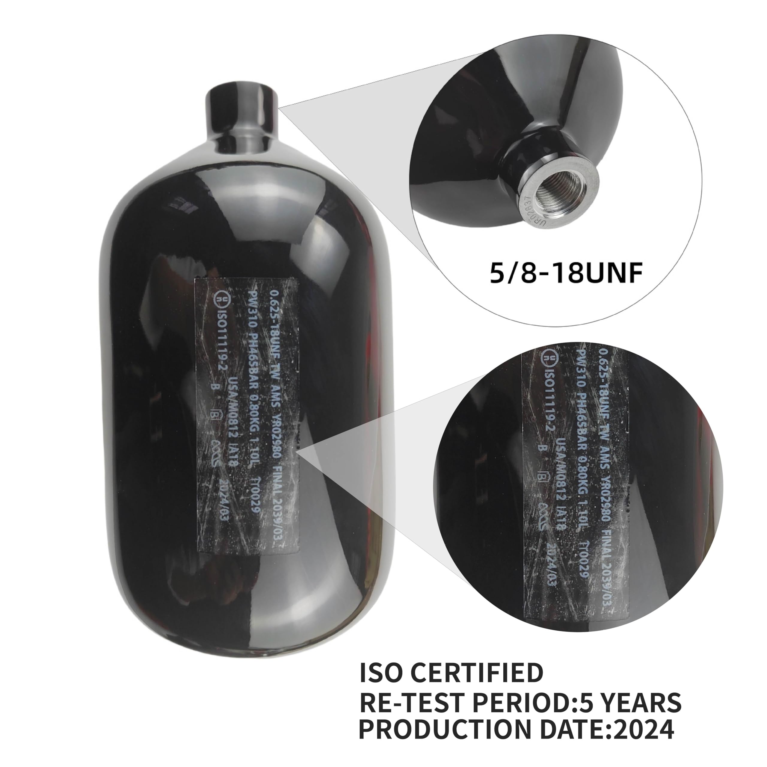 DOT 68ci 4500psi Carbon Fiber Paintball PCP Air Tank with 800Psi Regulator - HPA Tank for Paintball Guns, PCP Air Rifles & Airsoft (2024 Model) | Perfect for Competitive Paintball, Target Shooting & Outdoor Airsoft Battles