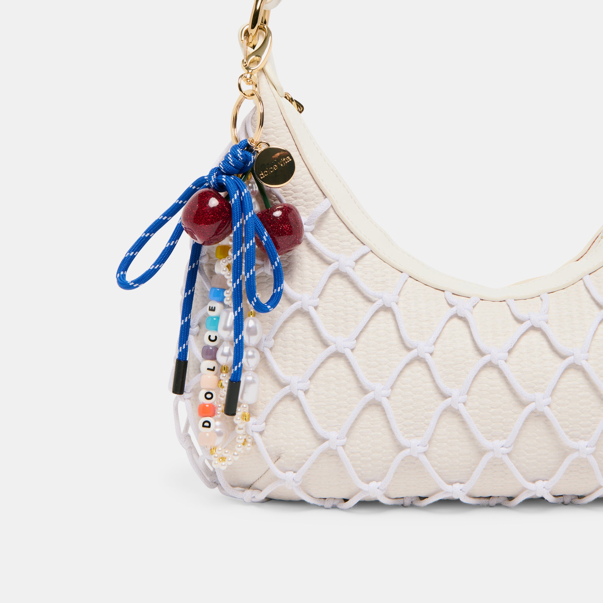 DOLCE VITA Beaded Bag Charm - Blue Multi Color Bohemian Style Handbag Accessory for Women | Perfect for Evening Bags, Clutches, and Boho Fashion Outfits