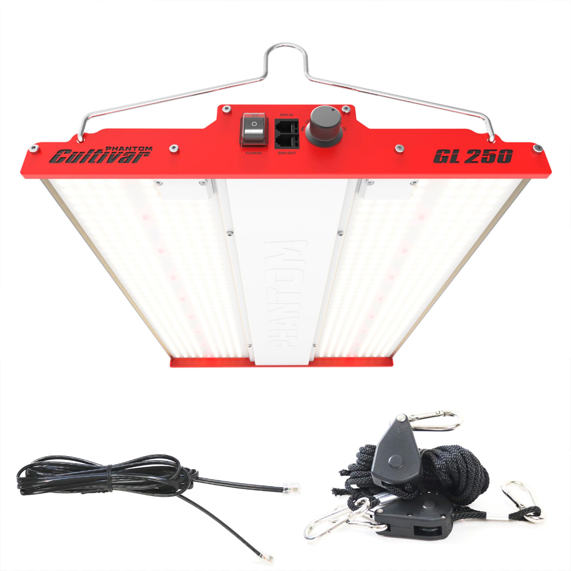 GL250 Full Spectrum LED Grow Light for Indoor Plants - Dimmable Veg & Flower Switch, IP65 Waterproof, Controls Up to 4 Lights - Perfect for Hydroponics, Grow Tents & Home Gardening