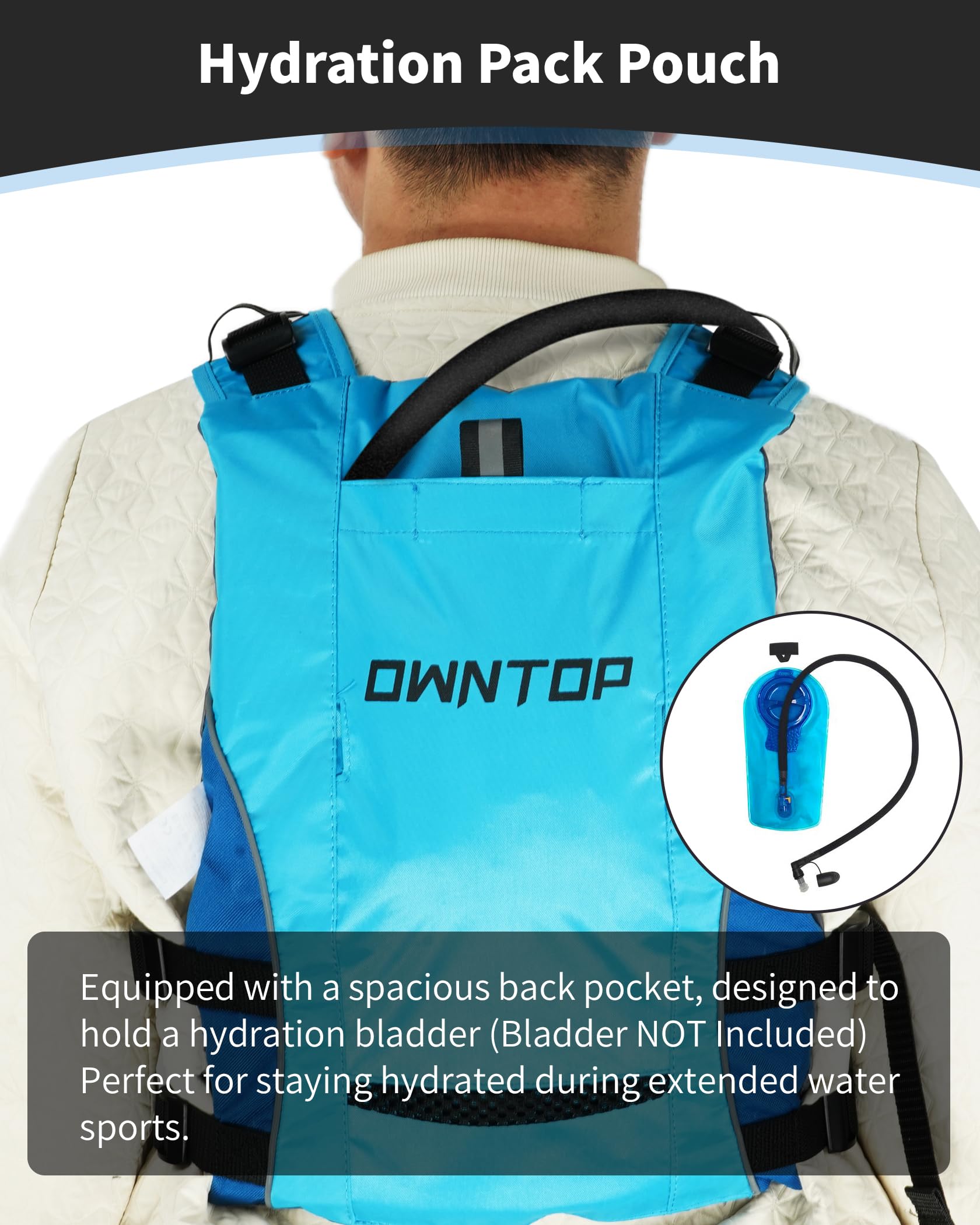 Owntop Swim Jacket for Adults & Youth - Lightweight Hydration Pack with Dual Mesh Pockets & Safety Whistle | Ultra-Thin Design for Freedom of Movement | Perfect for Kayaking, Boating, Fishing, Swimming & Water Sports