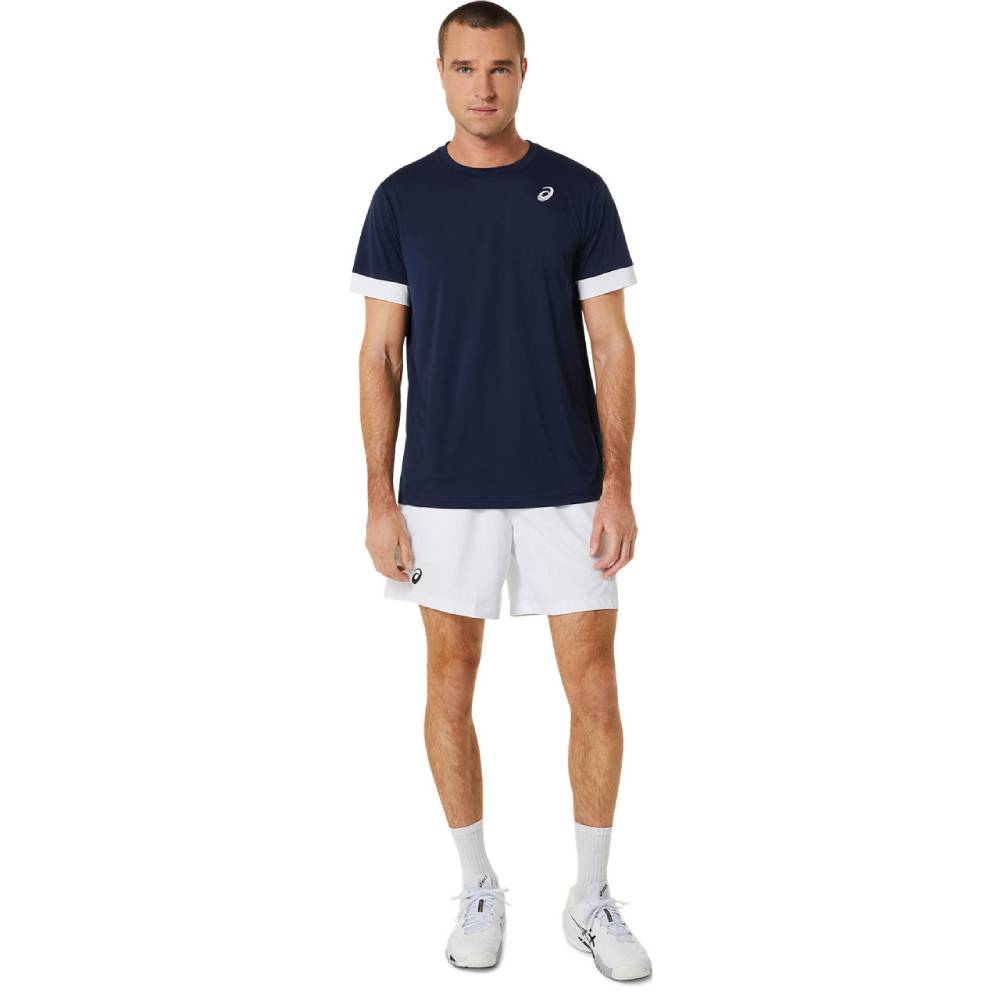 ASICS Men's Performance Tennis Polo Shirt - Breathable Quick-Dry Short Sleeve Top for Court Sports (Navy/White) | Ideal for Tennis, Pickleball & Casual Wear